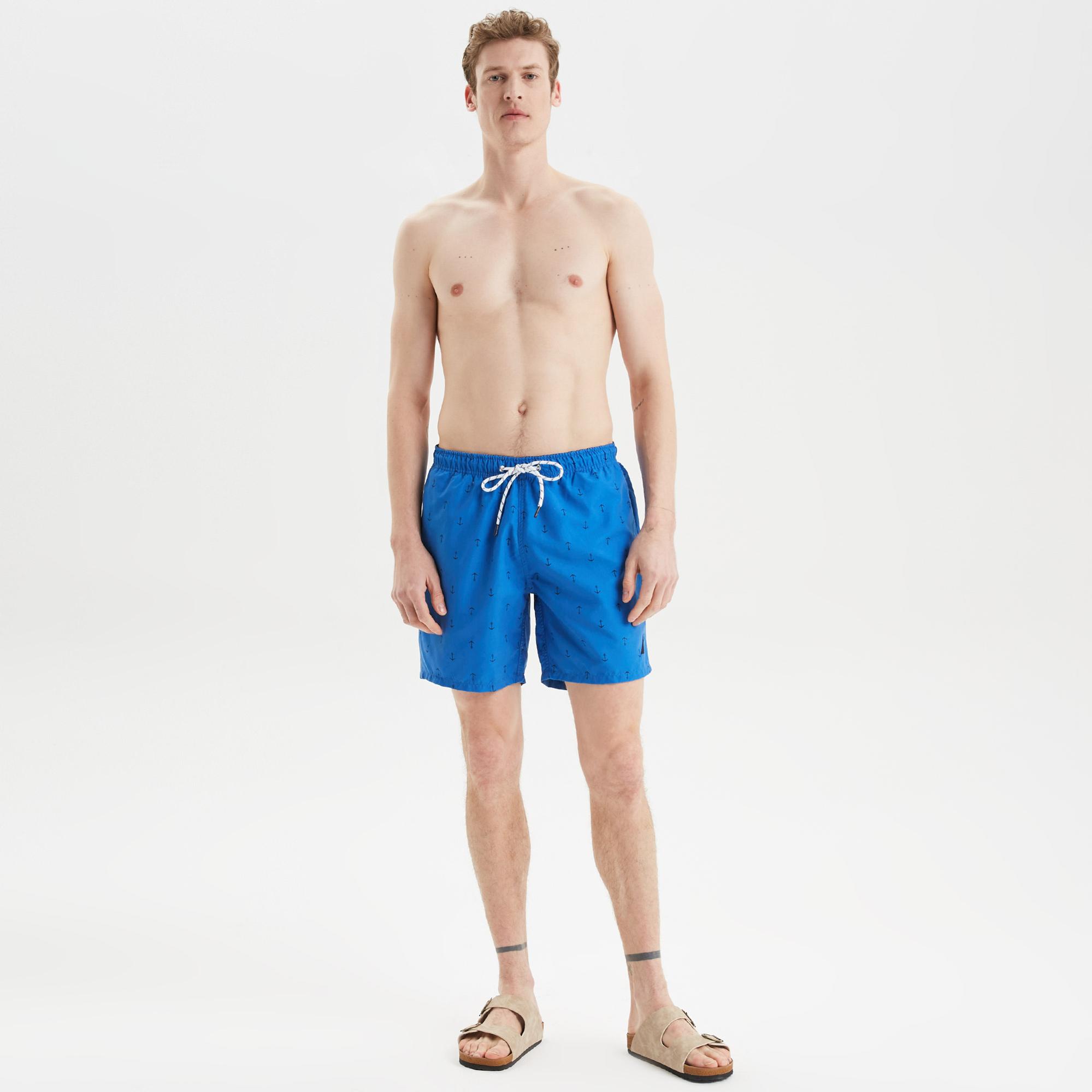 Nautica Erkek Mavi Desenli Deniz Şortu