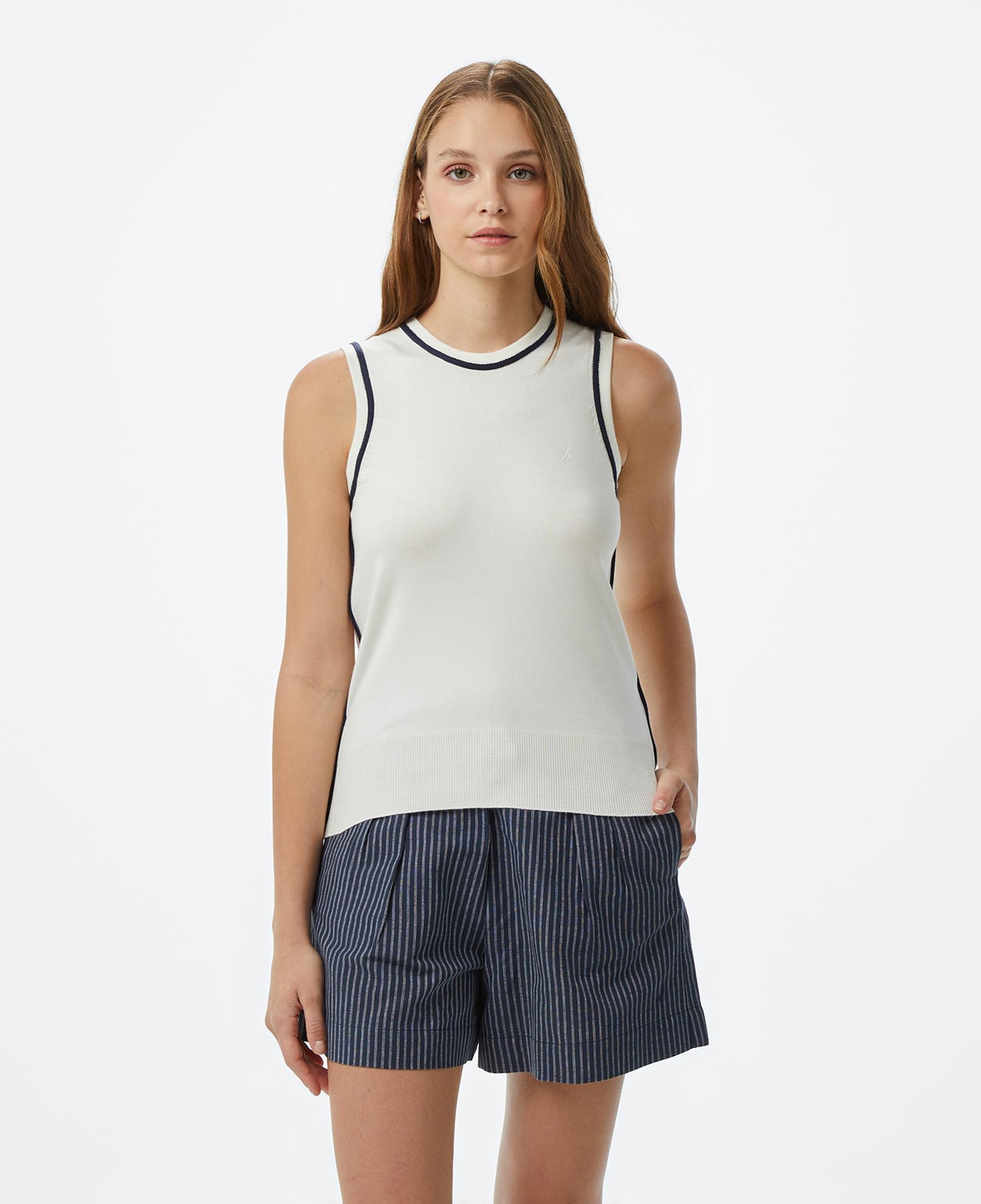 Nautica Kadın Beyaz Slim Fit Triko