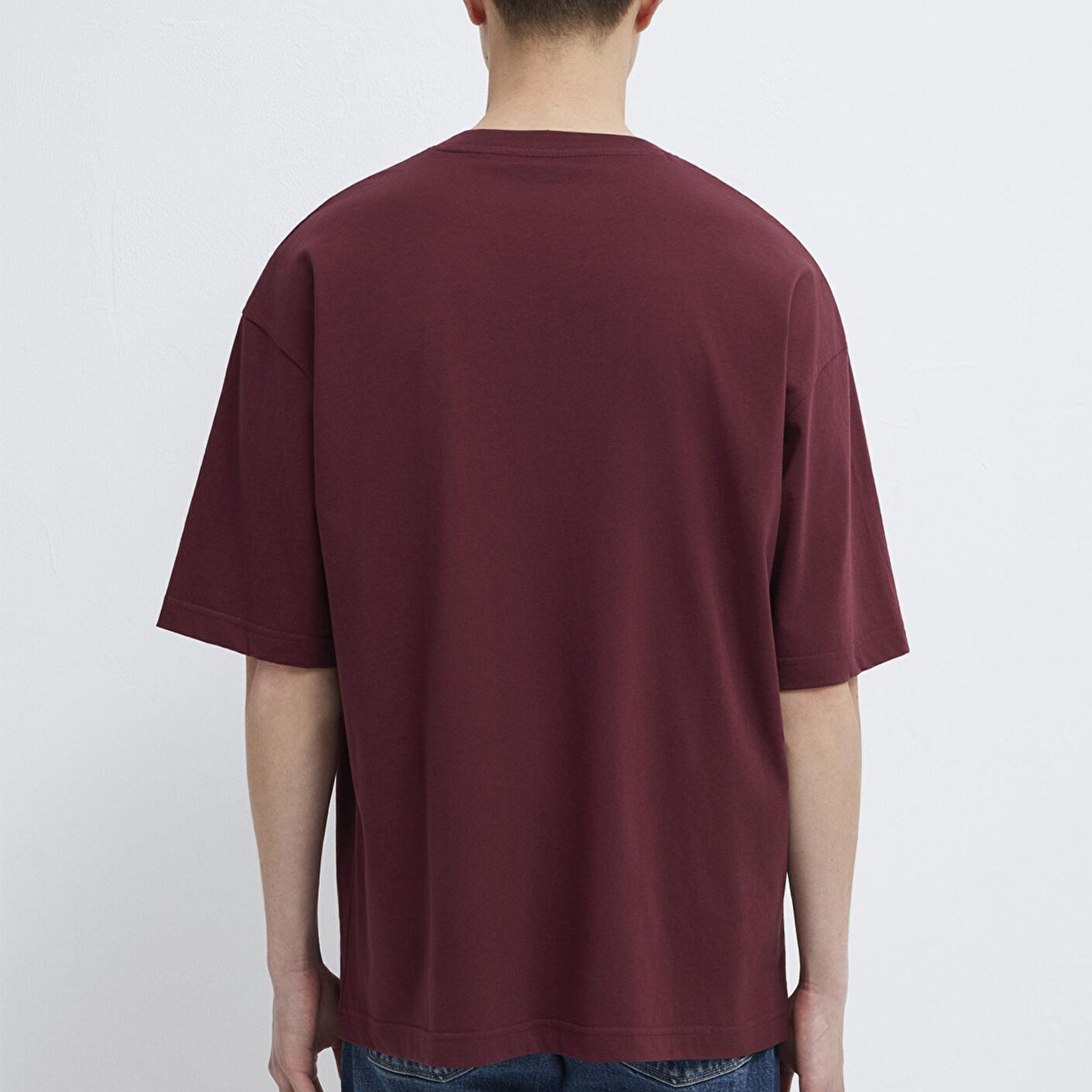 Mavi Mavi Baskılı Bordo Tişört Oversize / Geniş Kesim 0611827-70396