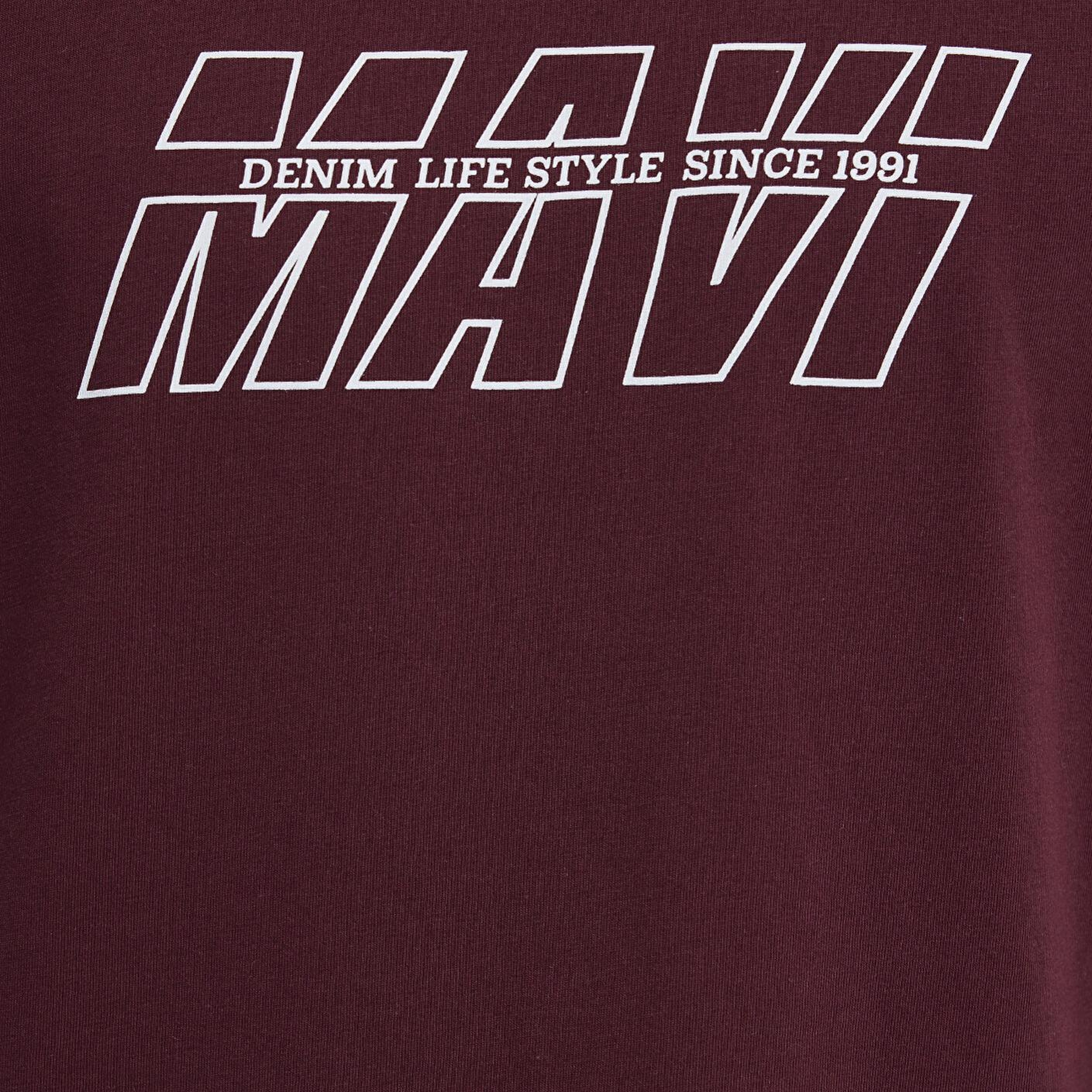 Mavi Mavi Baskılı Bordo Tişört Oversize / Geniş Kesim 0611827-70396