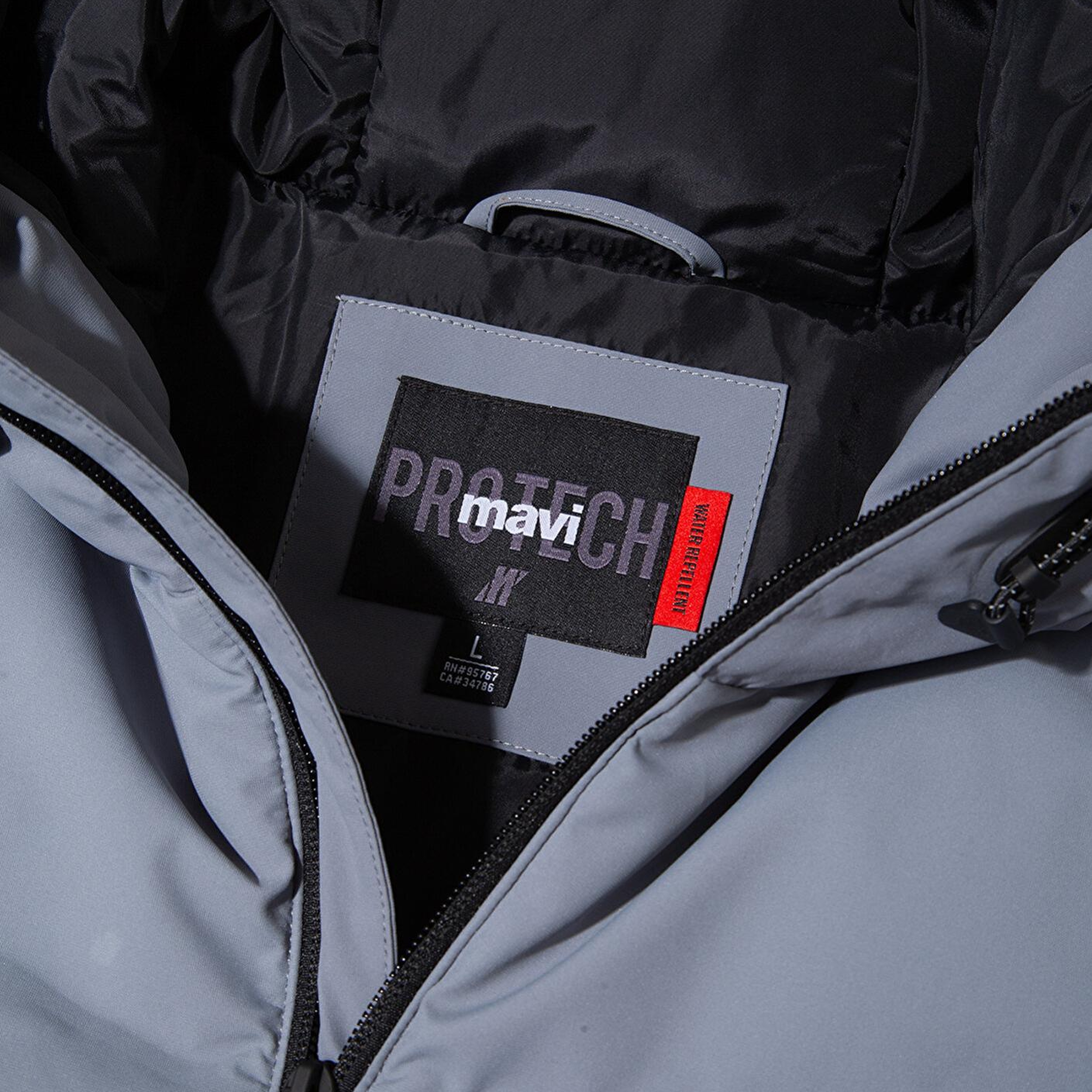 Mavi Su İtici Kapüşonlu Gri Şişme Mont 0110651-85550