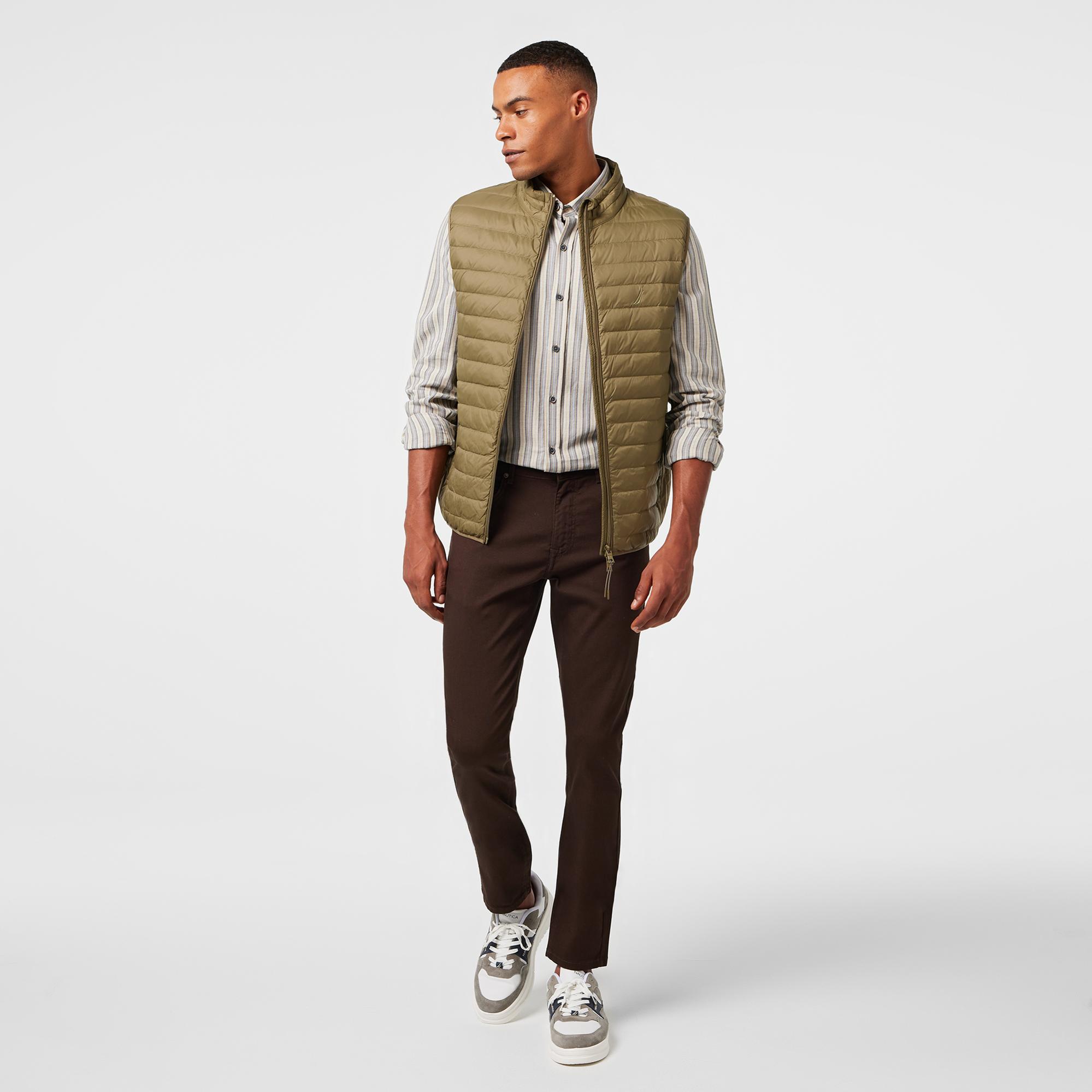 Nautica Erkek Haki Su Kaydırma Özellikli Kaz Tüyü Yelek