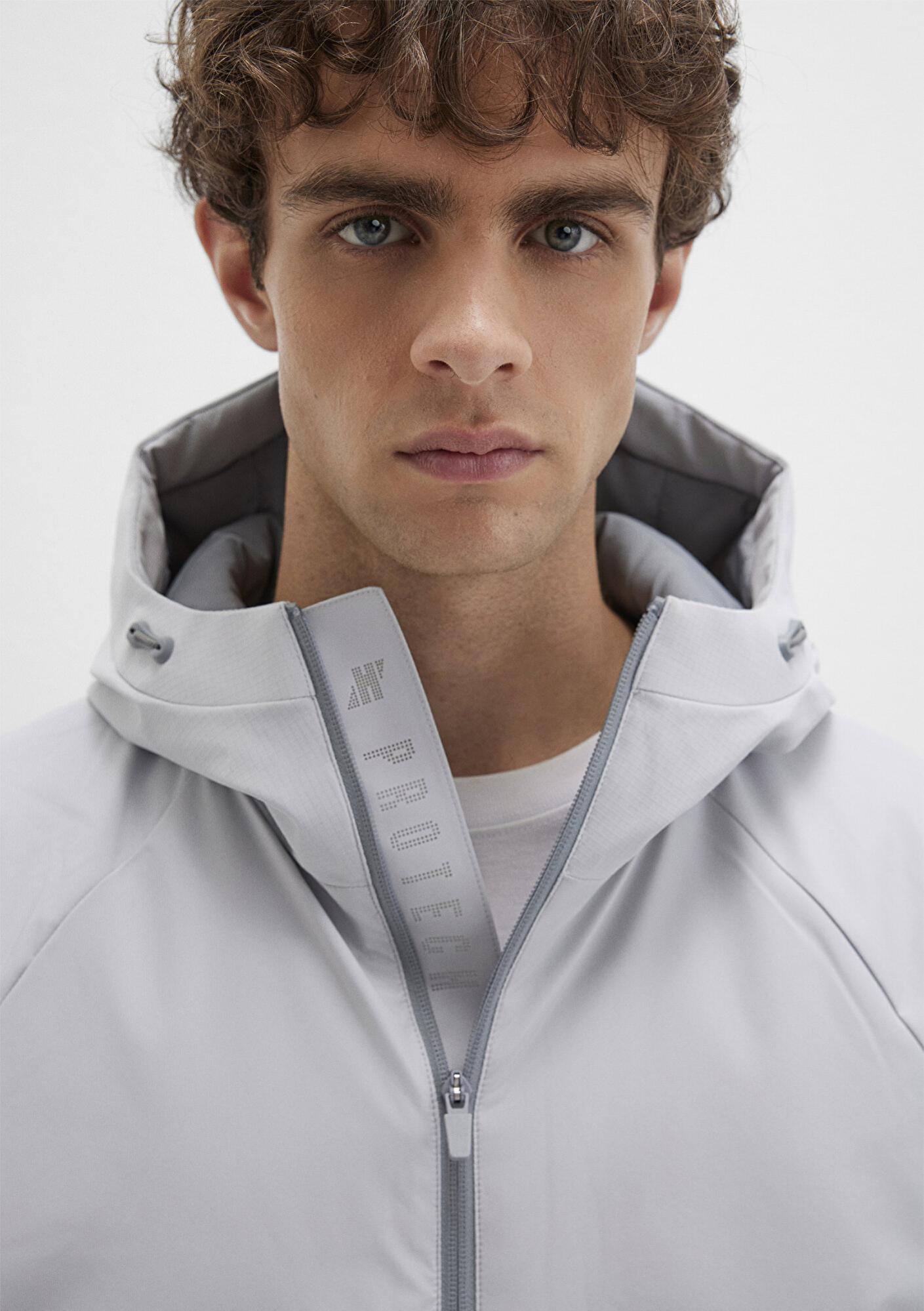 Mavi Su İtici Kapüşonlu Gri Mont 0110615-70075