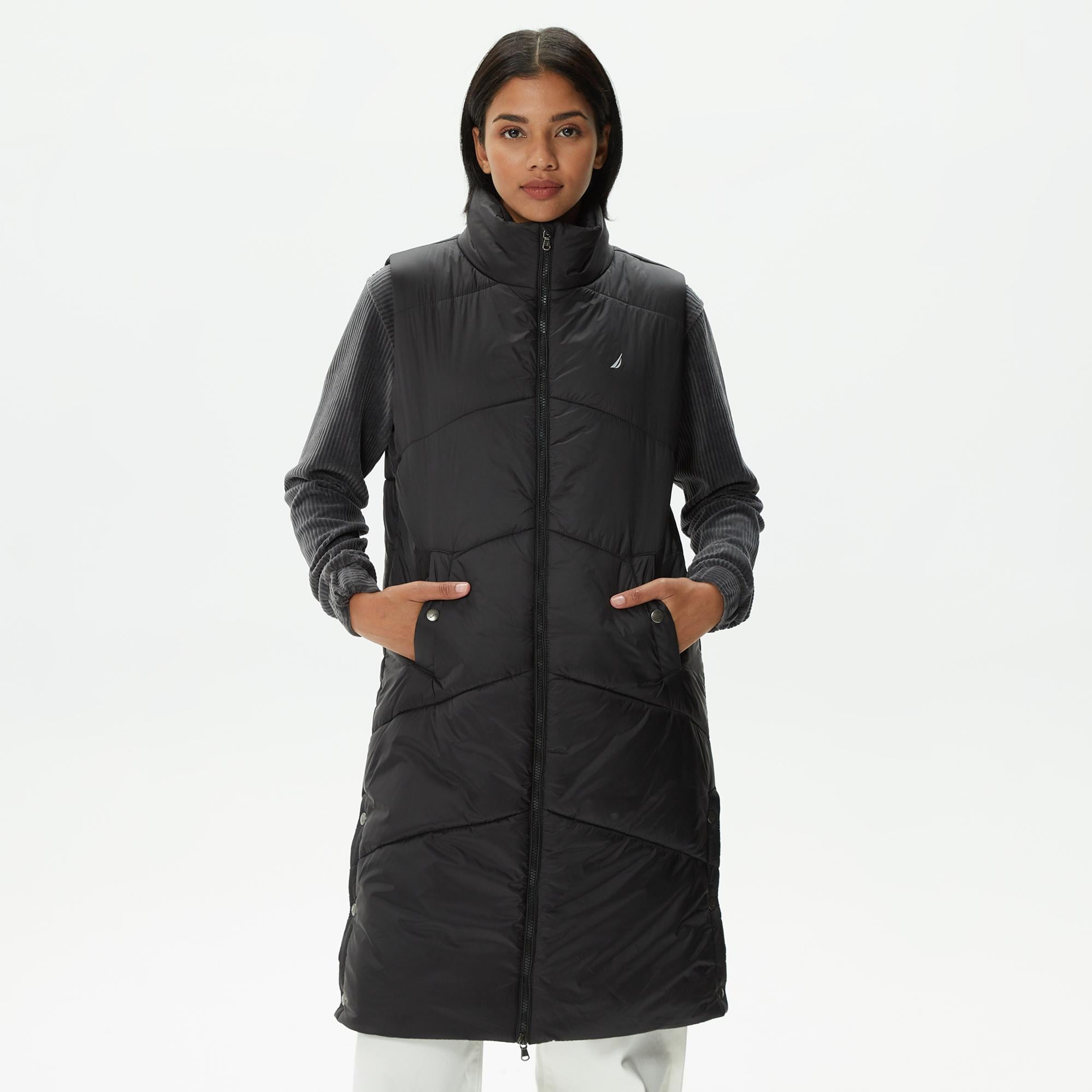 Nautica Kadın Siyah Relaxed Fit Yelek