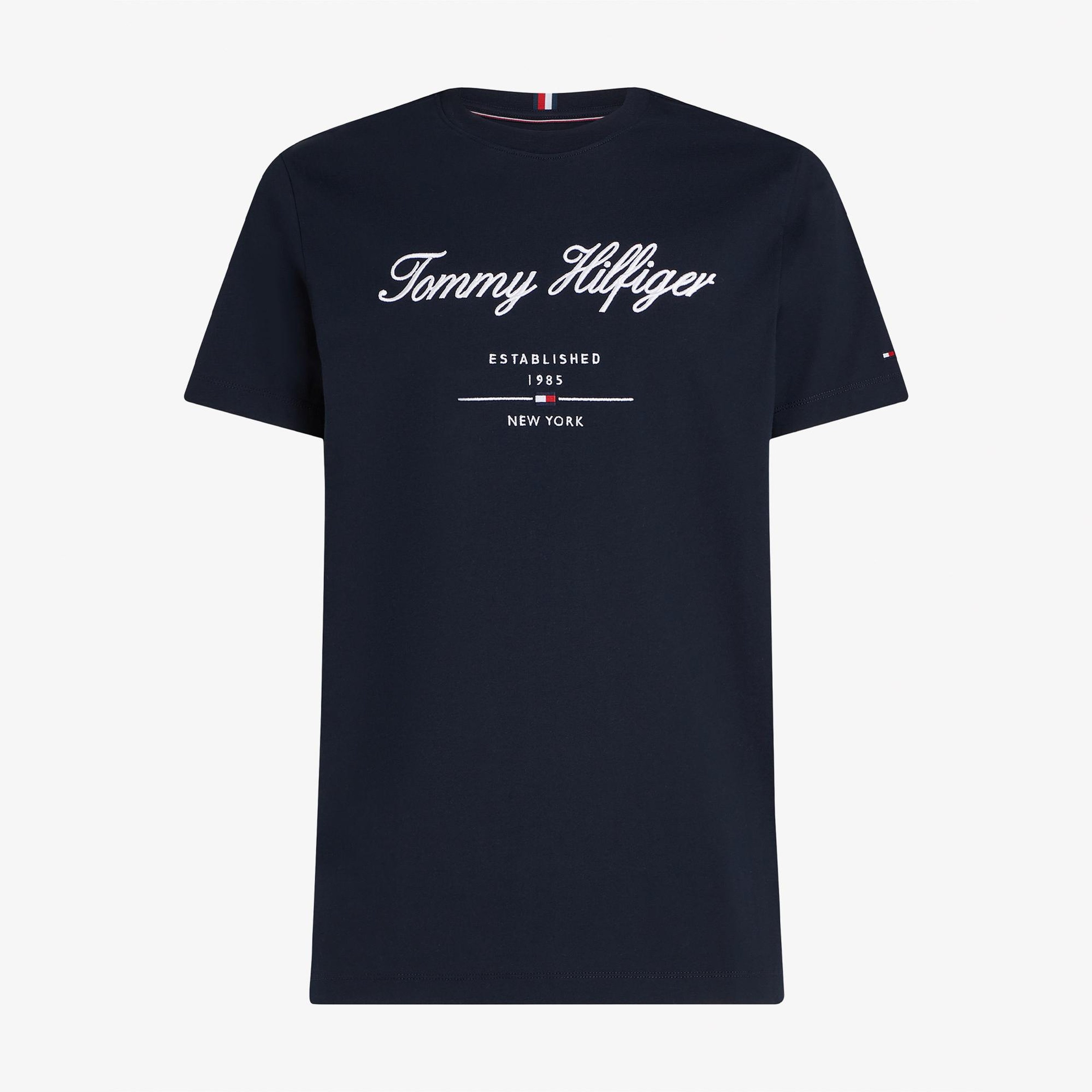 Tommy Hilfiger Script Logo Erkek Lacivert T-Shirt
