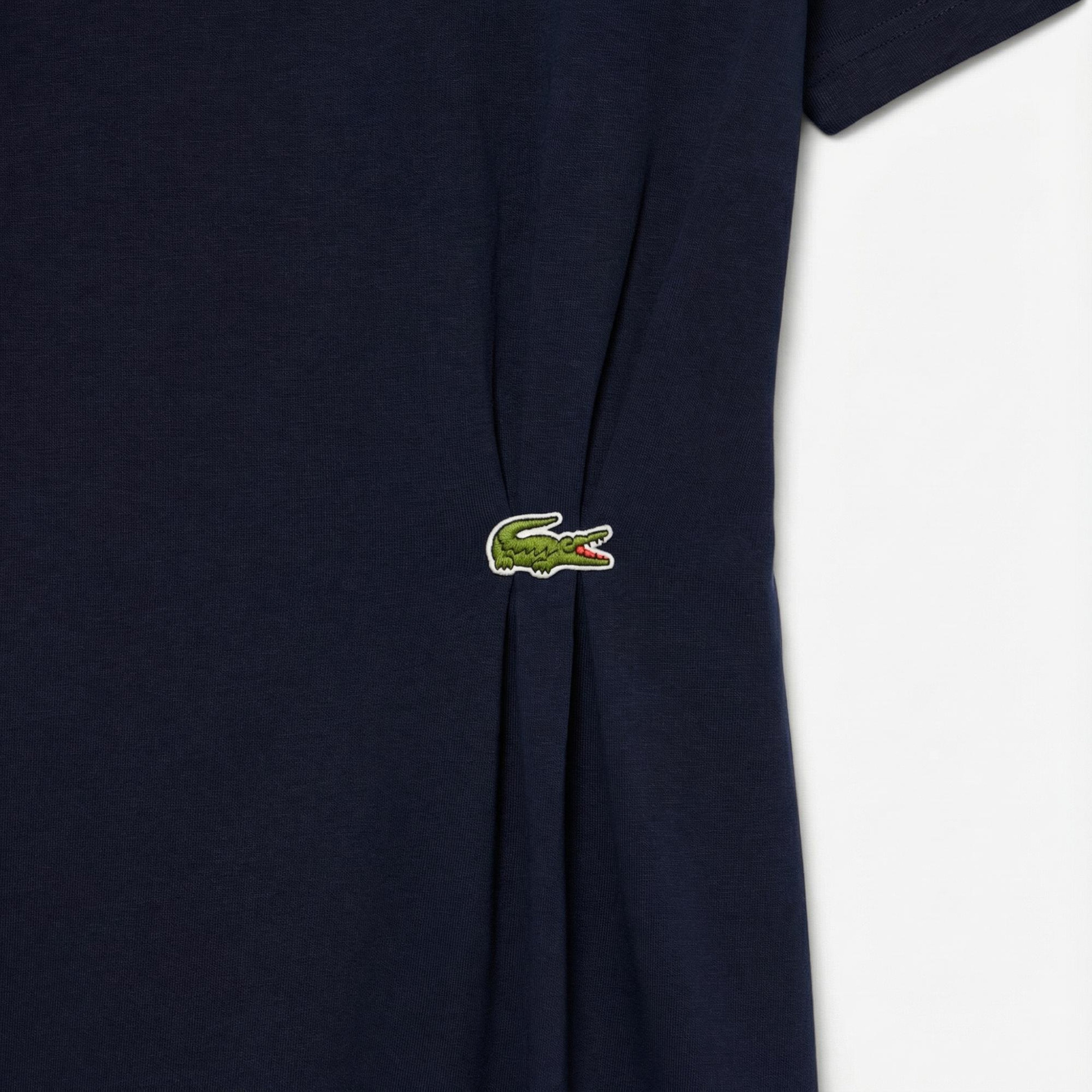 Lacoste Kadın Regular Fit Kısa Kollu Bisiklet Yaka Lacivert Elbise