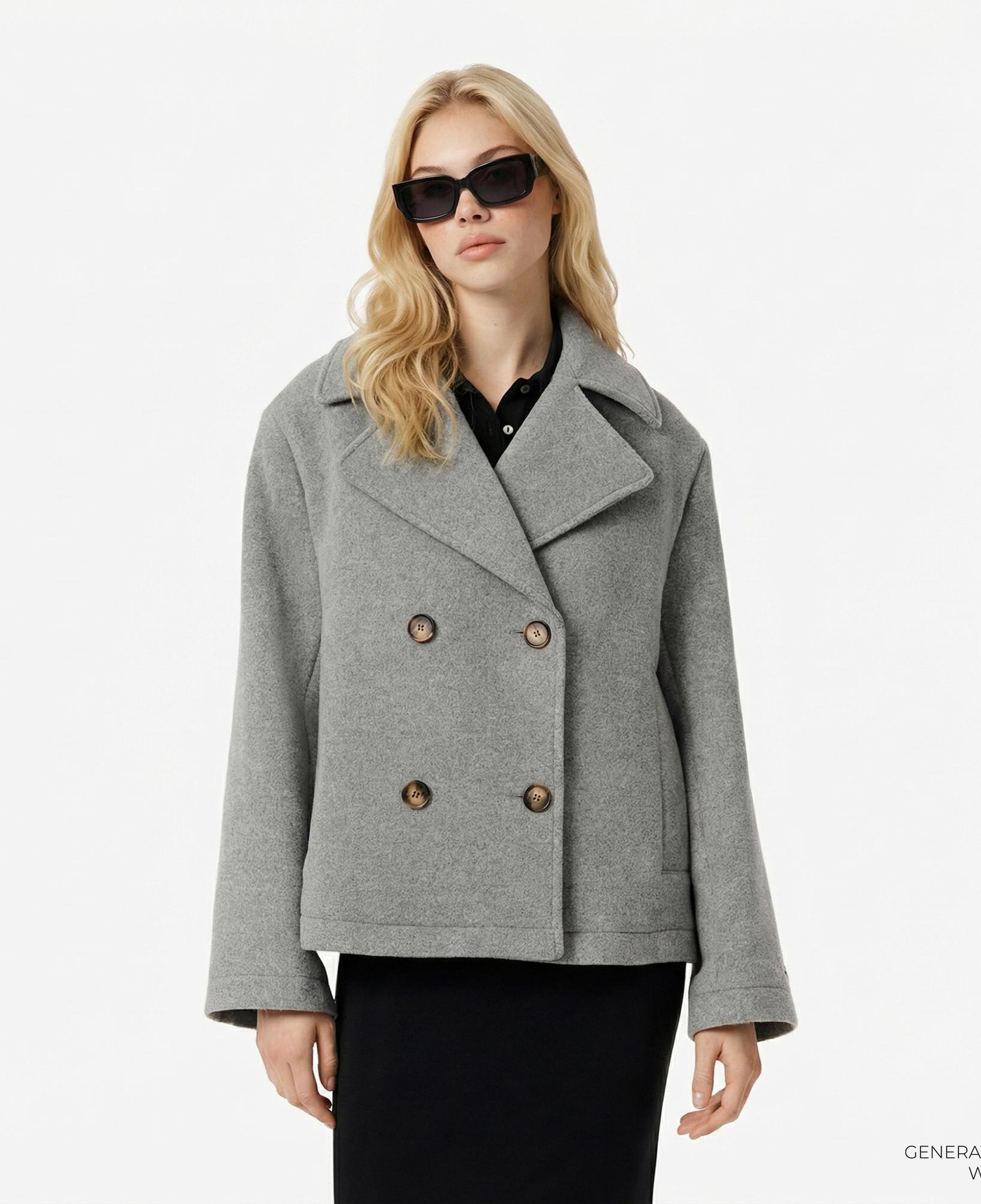 Lacoste Kadın Oversize Fit Koyu Gri Kaban