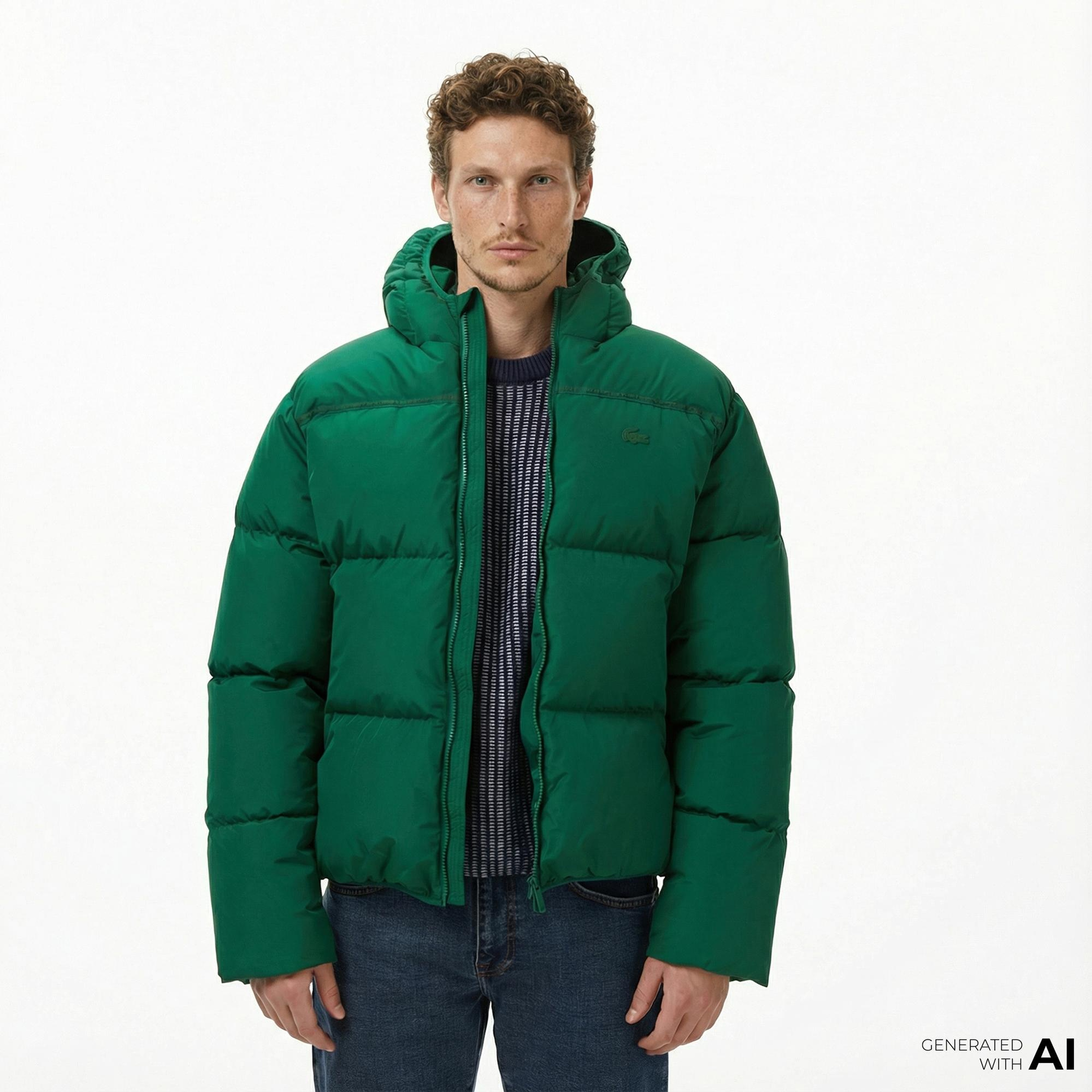 Lacoste Erkek Kapüşonlu Yeşil Mont