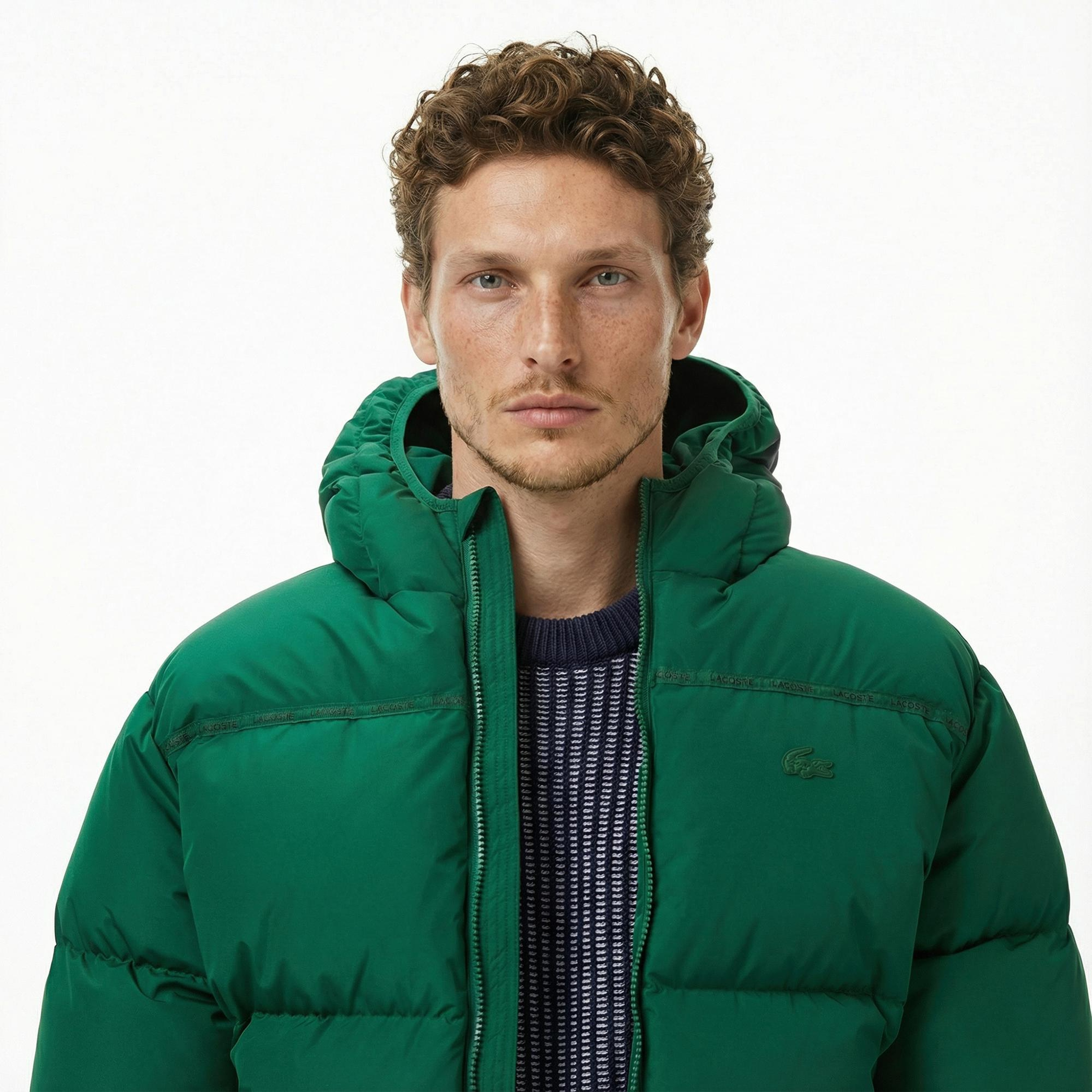 Lacoste Erkek Kapüşonlu Yeşil Mont