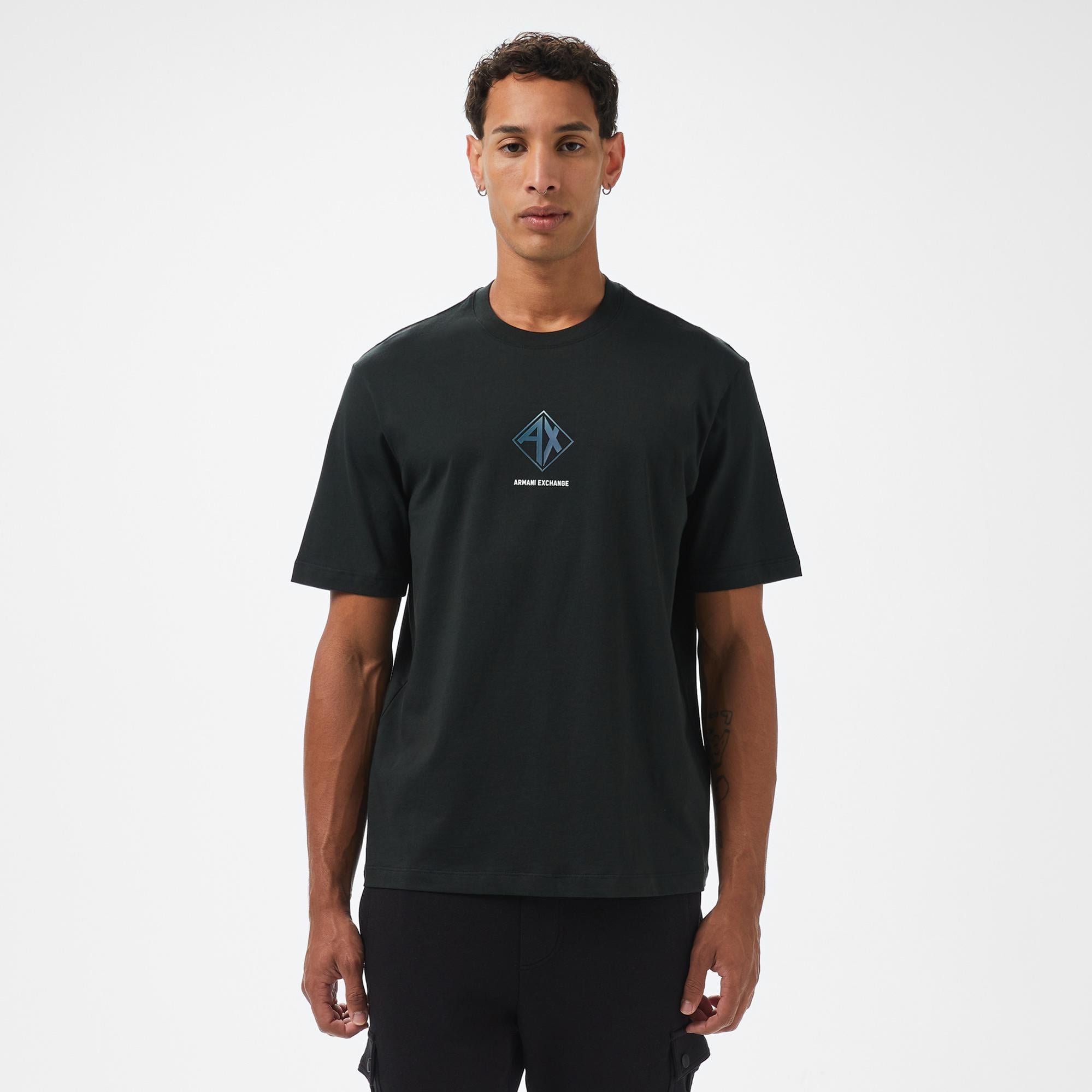 Armani Exchange Erkek Siyah Bisiklet Yaka T-Shirt