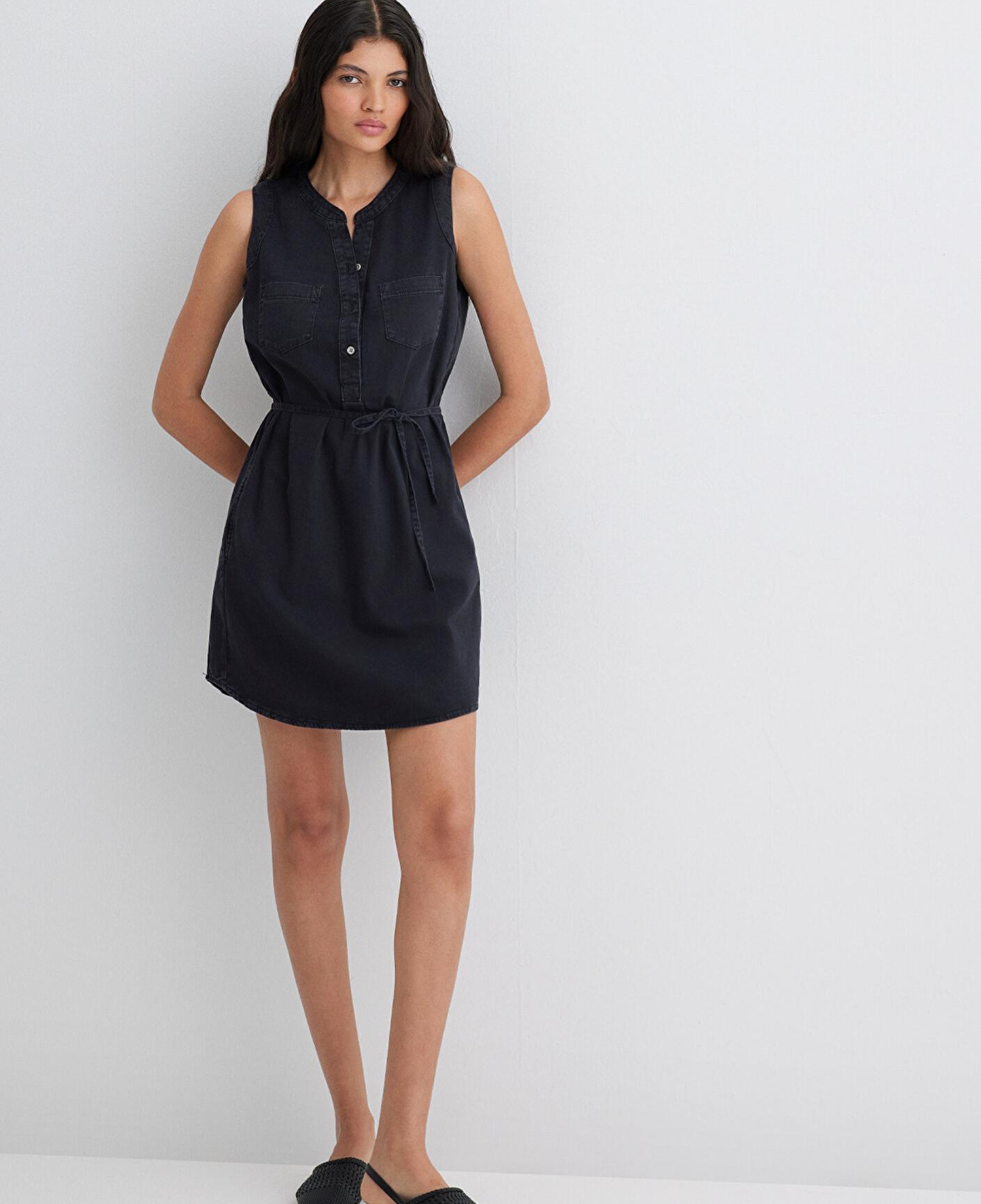 Mavi Suzy Gold Klasik Puslu Siyah Jean Elbise 130317-89755