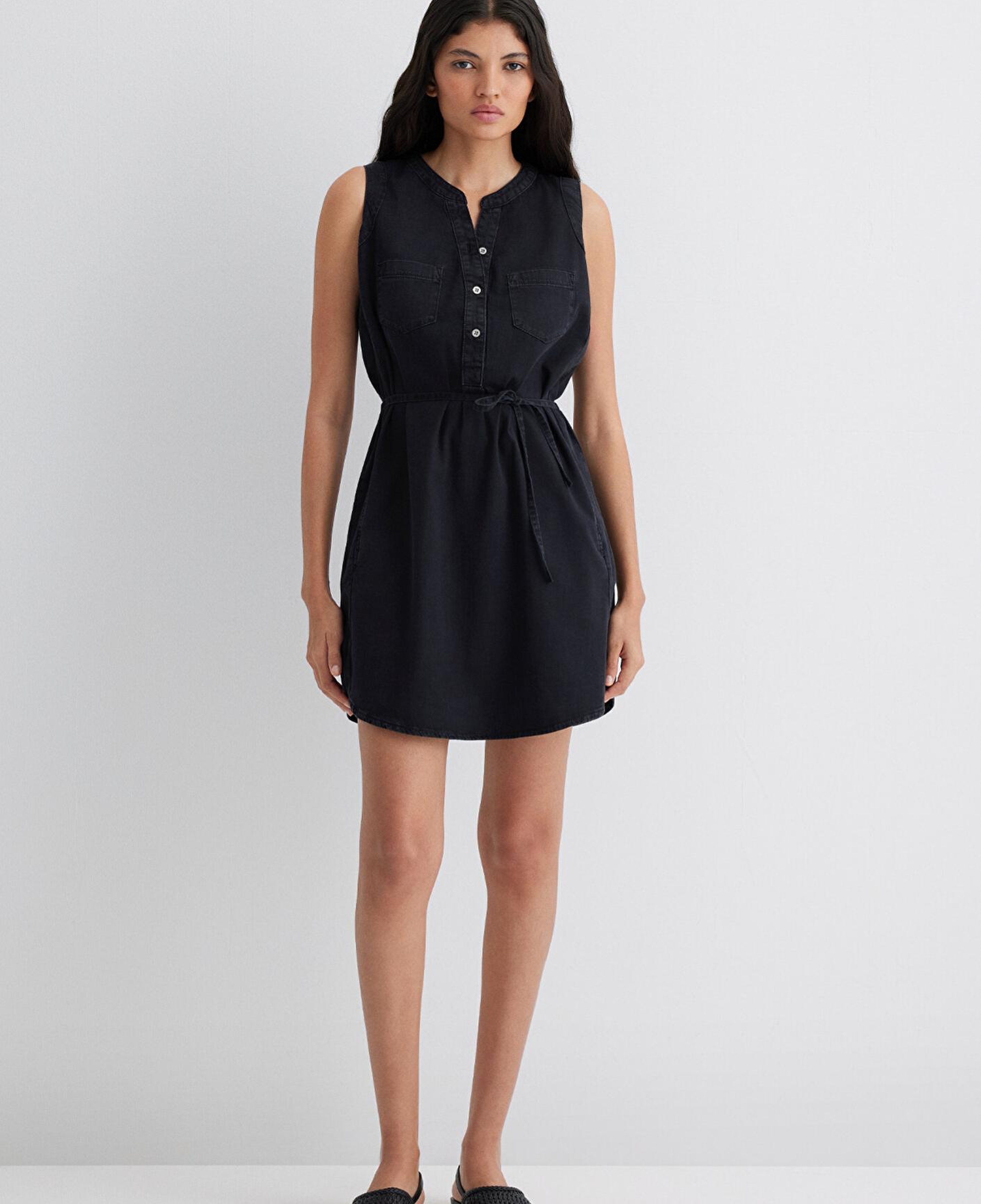 Mavi Suzy Gold Klasik Puslu Siyah Jean Elbise 130317-89755