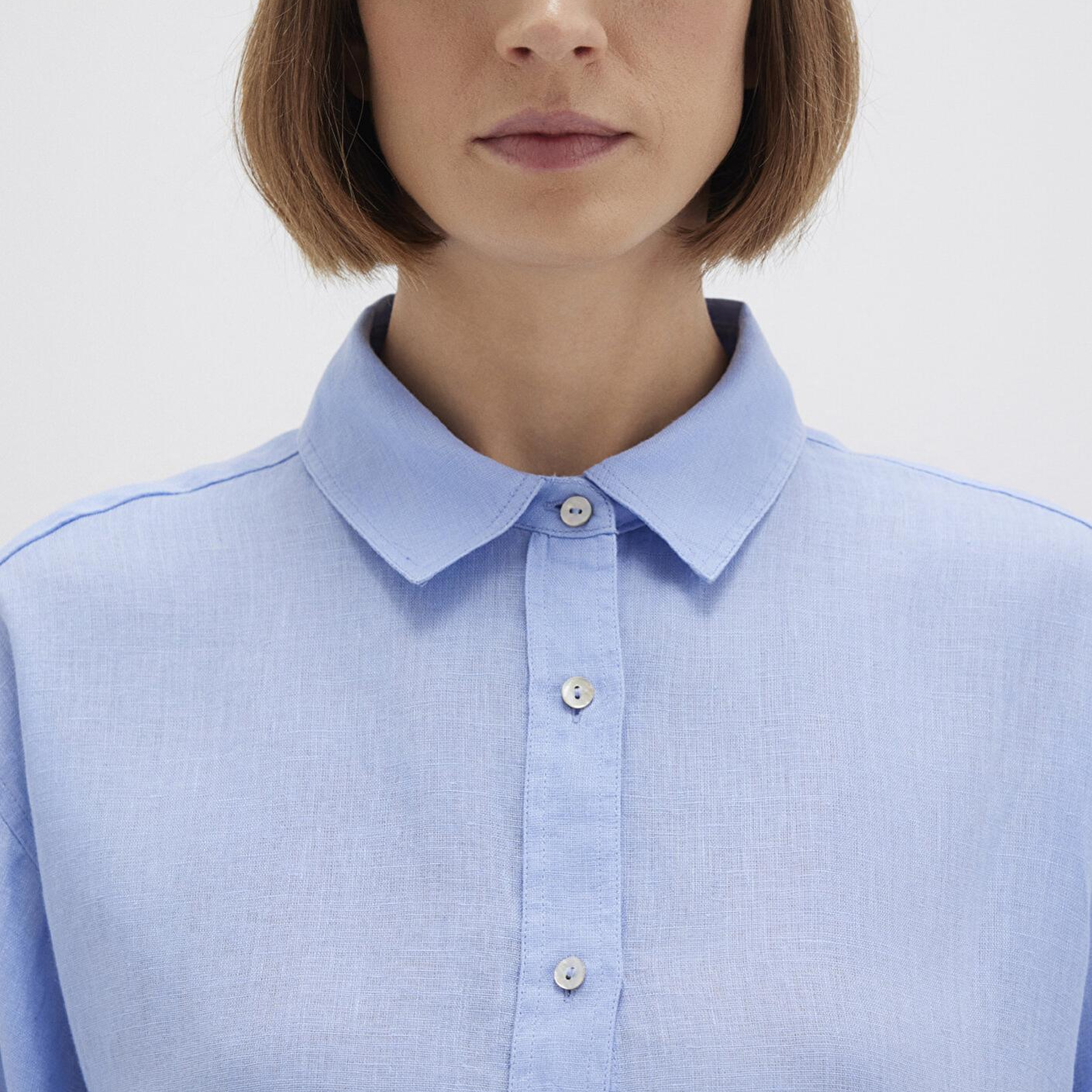 Mavi Mavi Keten Gömlek Loose Fit / Bol Rahat Kesim 1210747-80874