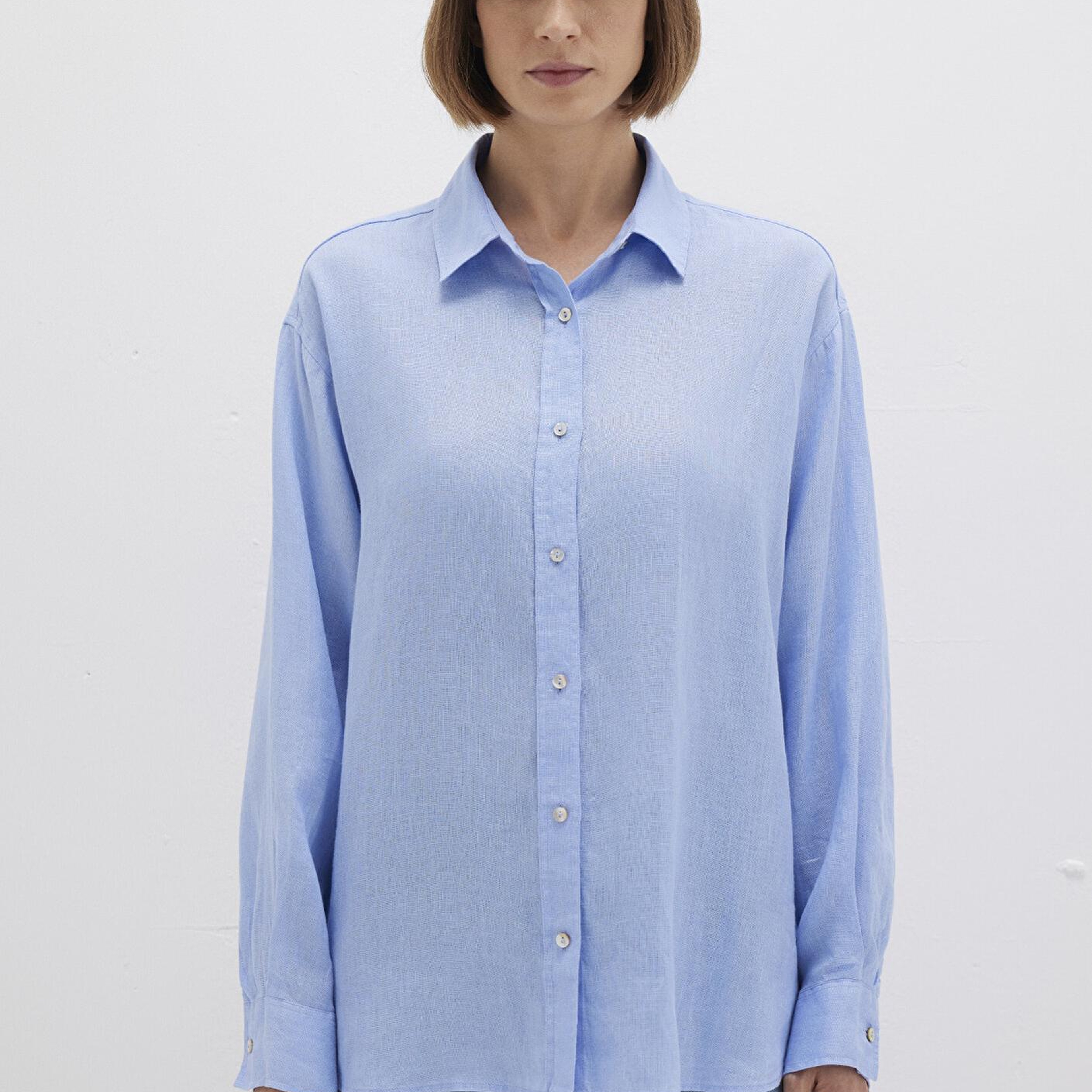 Mavi Mavi Keten Gömlek Loose Fit / Bol Rahat Kesim 1210747-80874