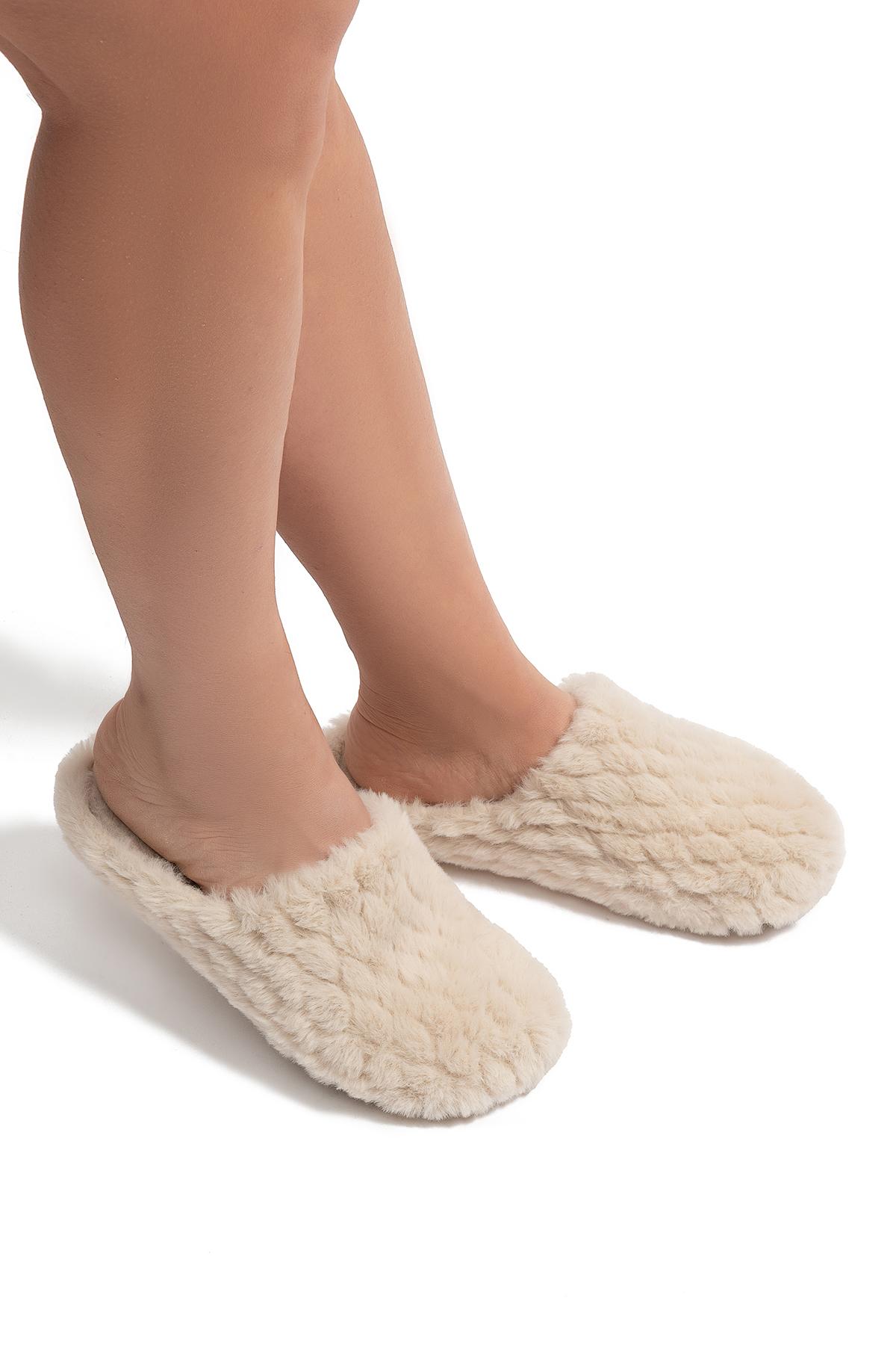 Beyonce Kadın Peluş Ev Terliği Bej 37/41