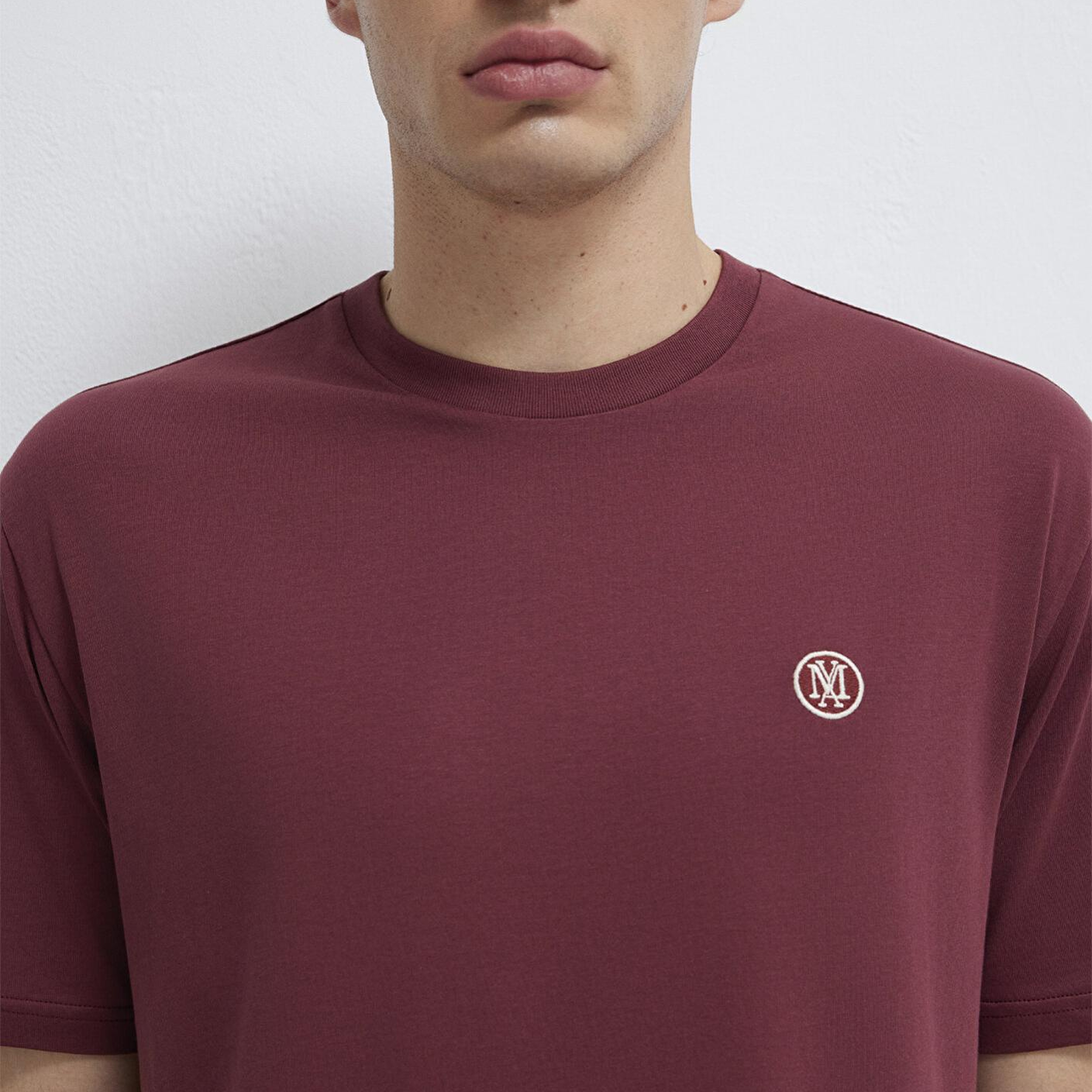 Mavi Mavi Logo İşlemeli Bordo Basic Tişört Loose Fit / Bol Rahat Kesim 067074-70396