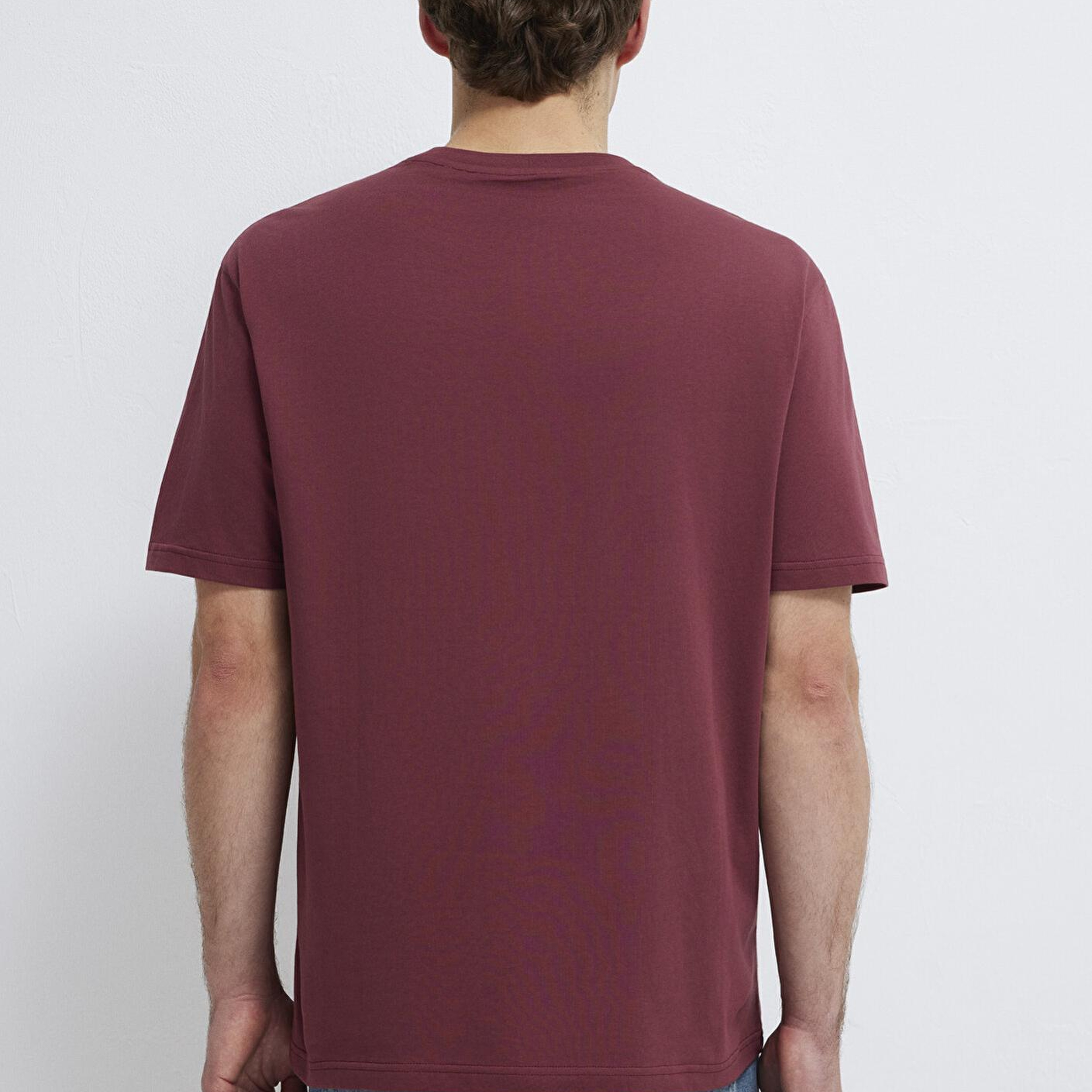 Mavi Mavi Logo İşlemeli Bordo Basic Tişört Loose Fit / Bol Rahat Kesim 067074-70396