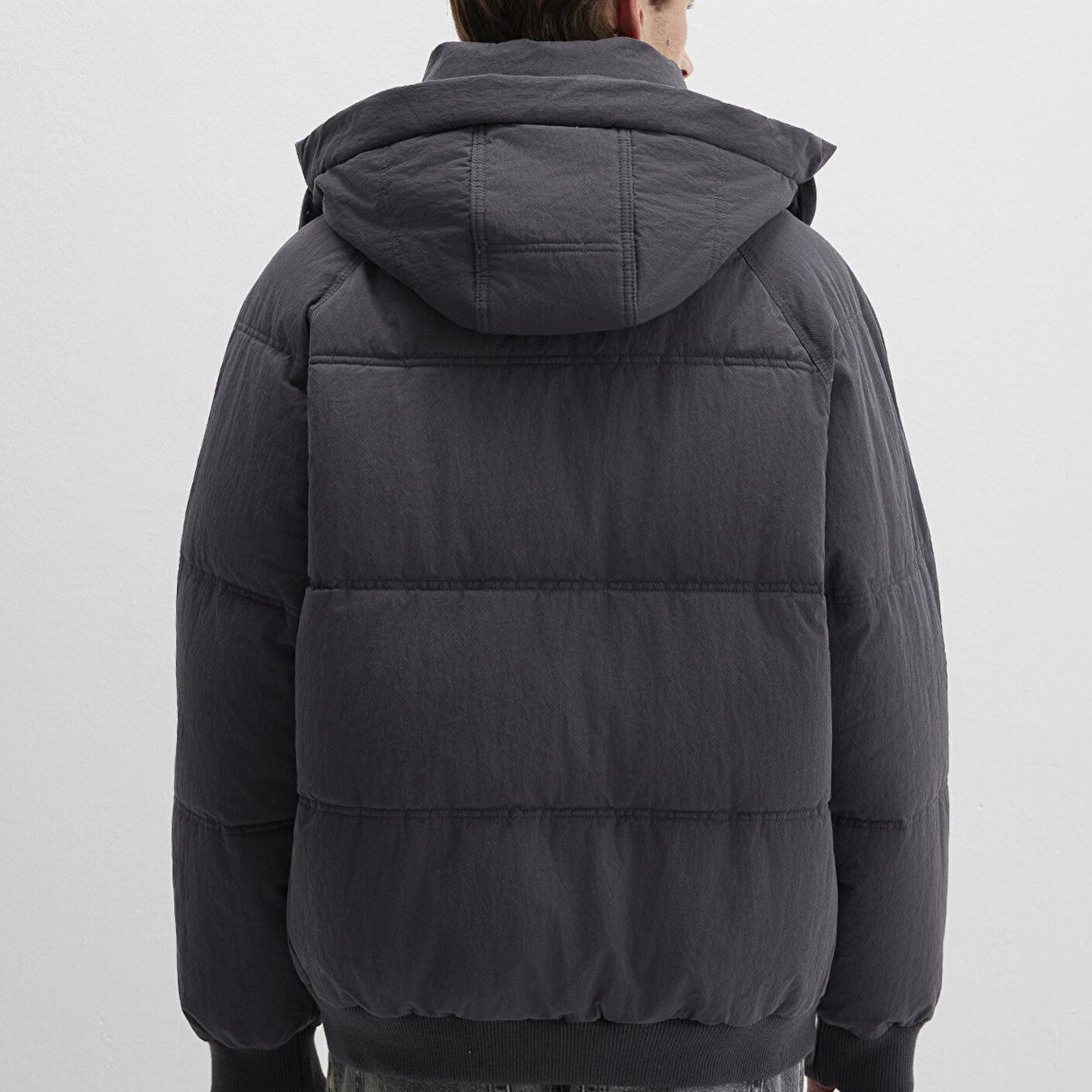 Mavi Kapüşonlu Antrasit Şişme Mont 0110553-88170