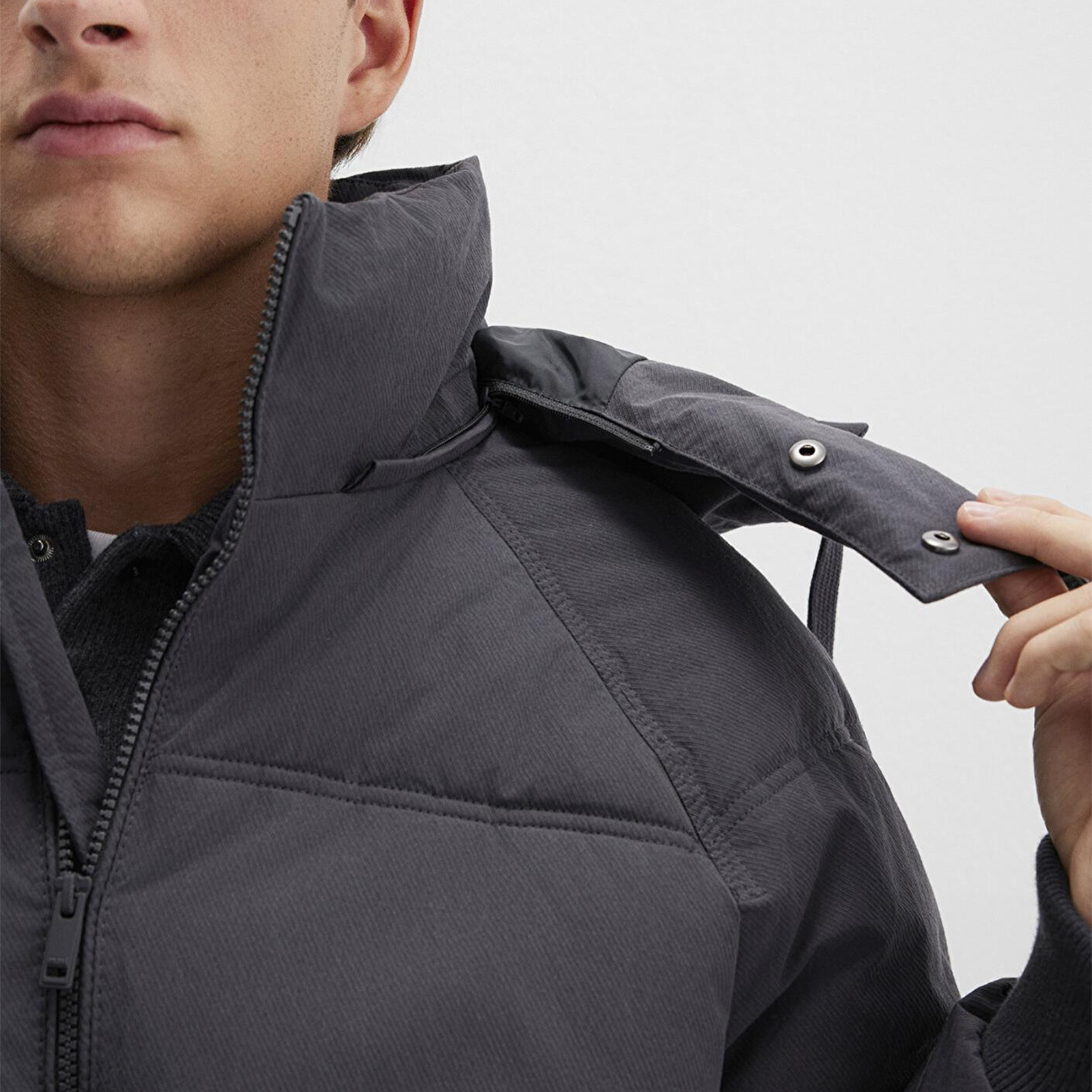 Mavi Kapüşonlu Antrasit Şişme Mont 0110553-88170