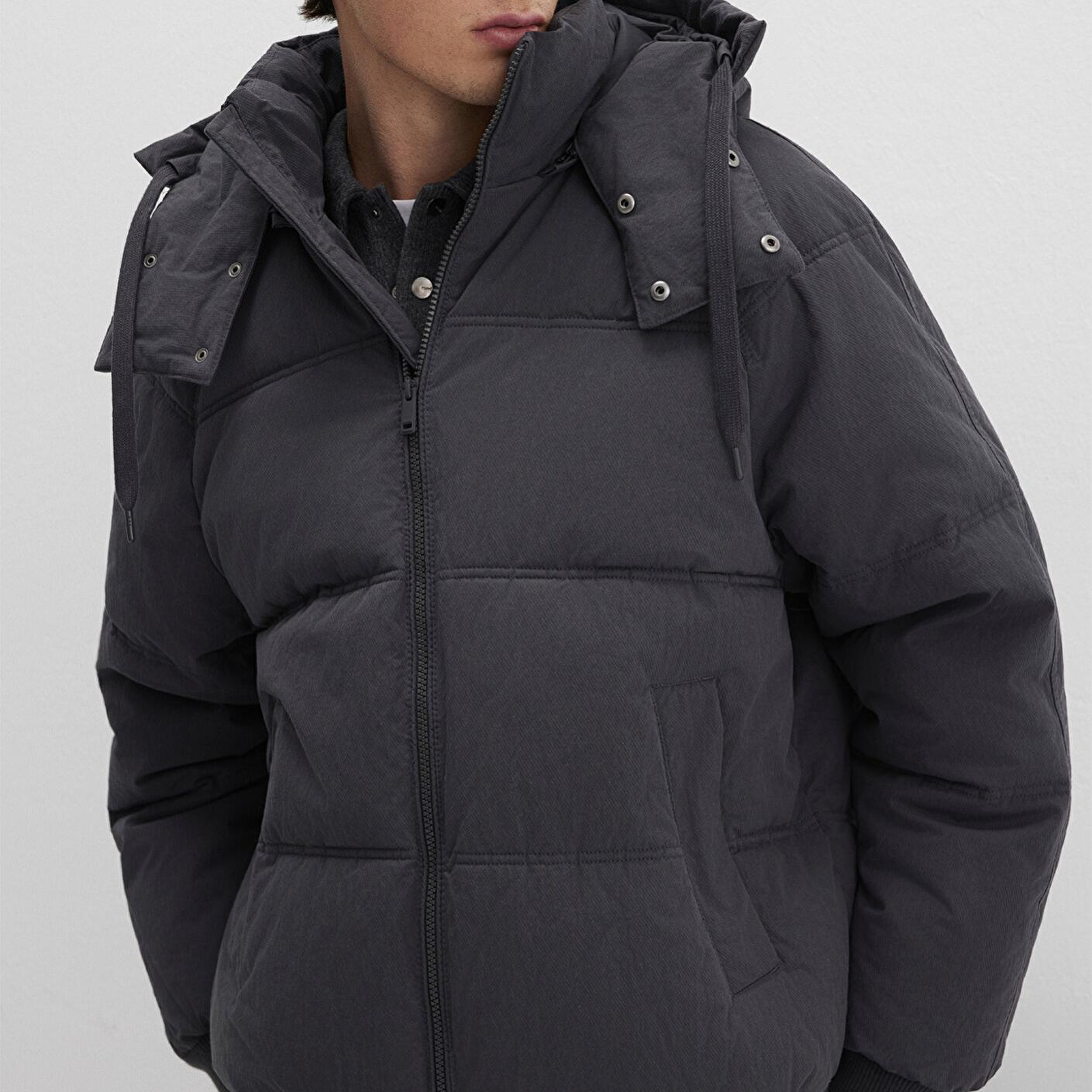 Mavi Kapüşonlu Antrasit Şişme Mont 0110553-88170