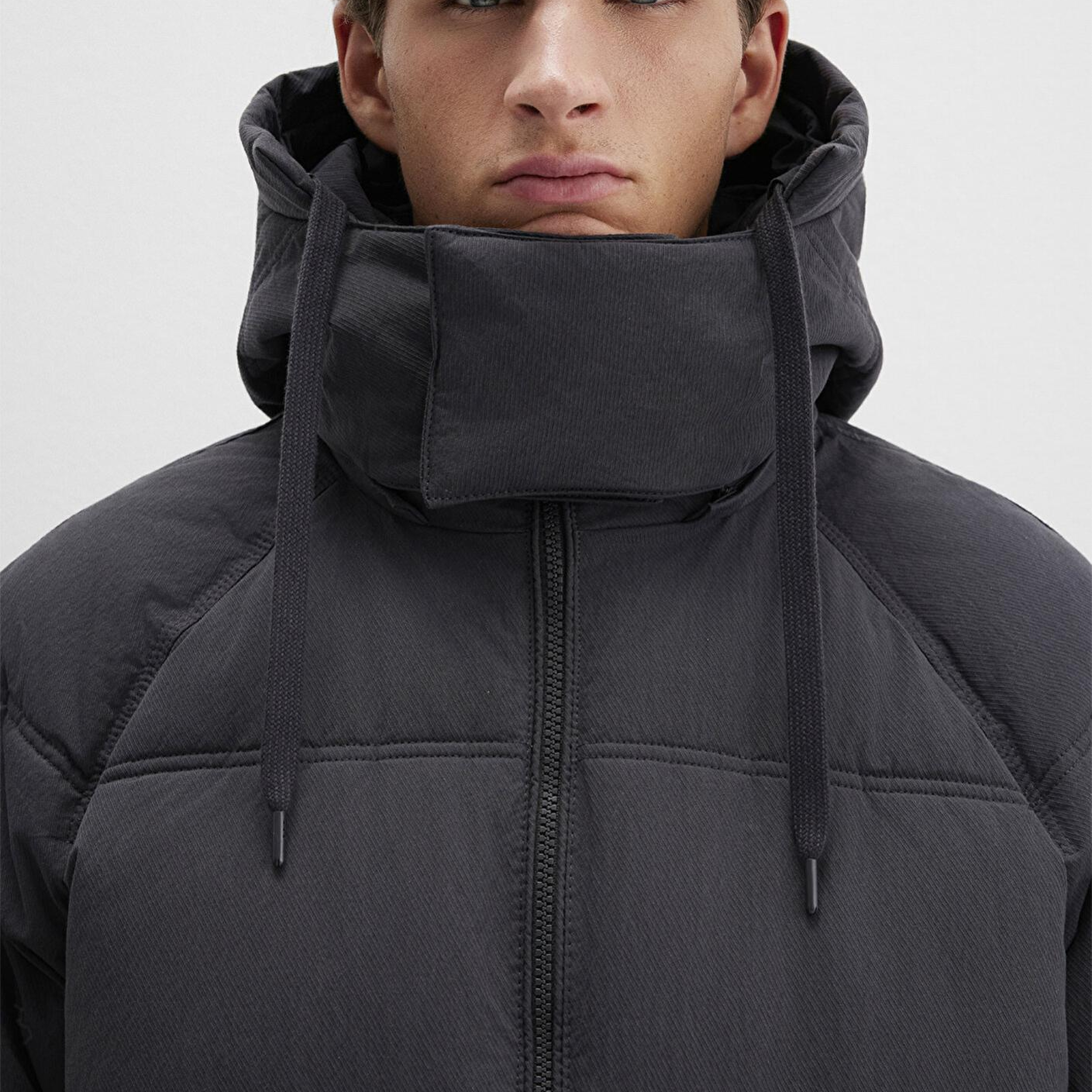 Mavi Kapüşonlu Antrasit Şişme Mont 0110553-88170