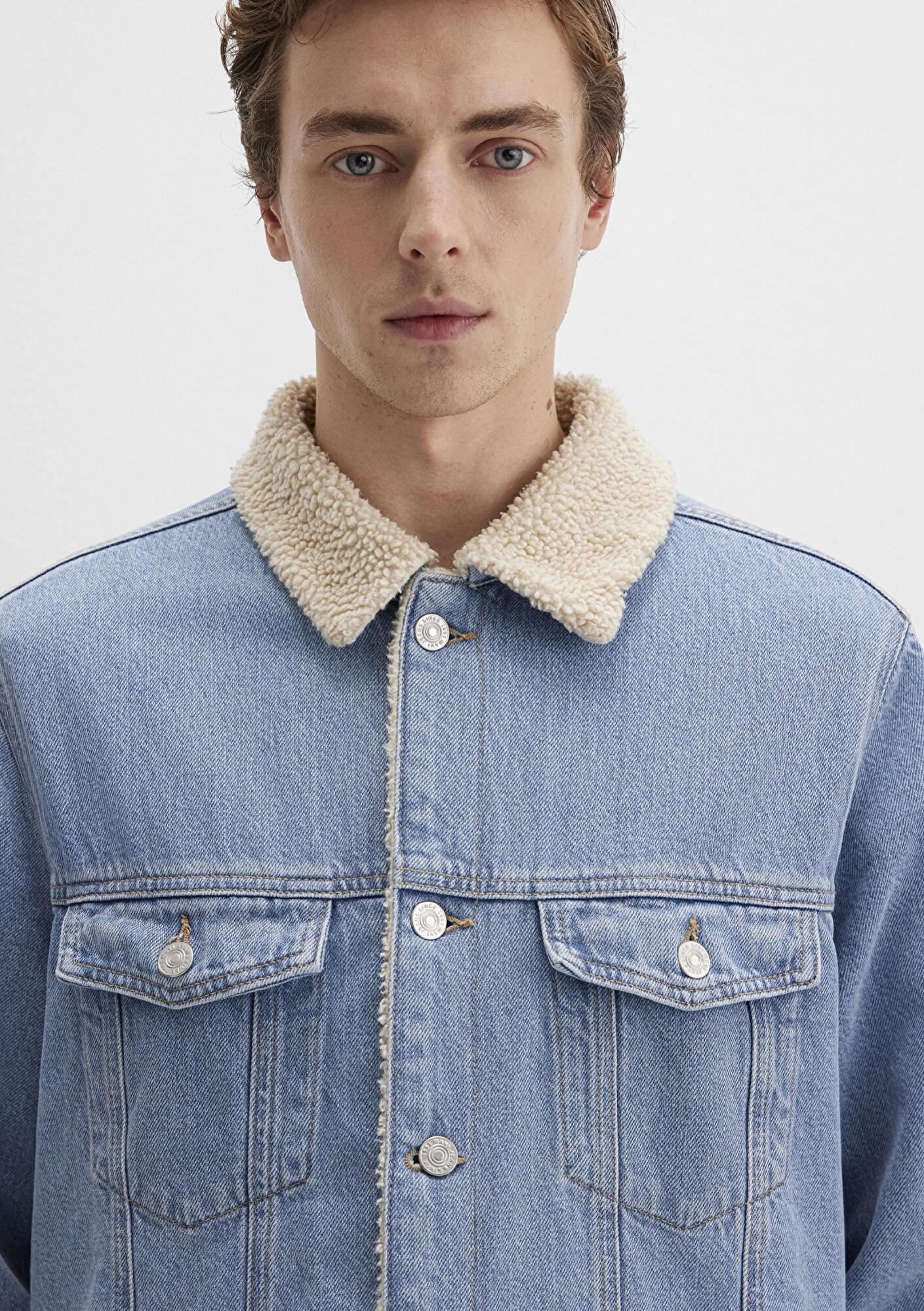Mavi Zander Classic Denim Suni Kürklü Açık Mavi Jean Ceket 0111214-88554