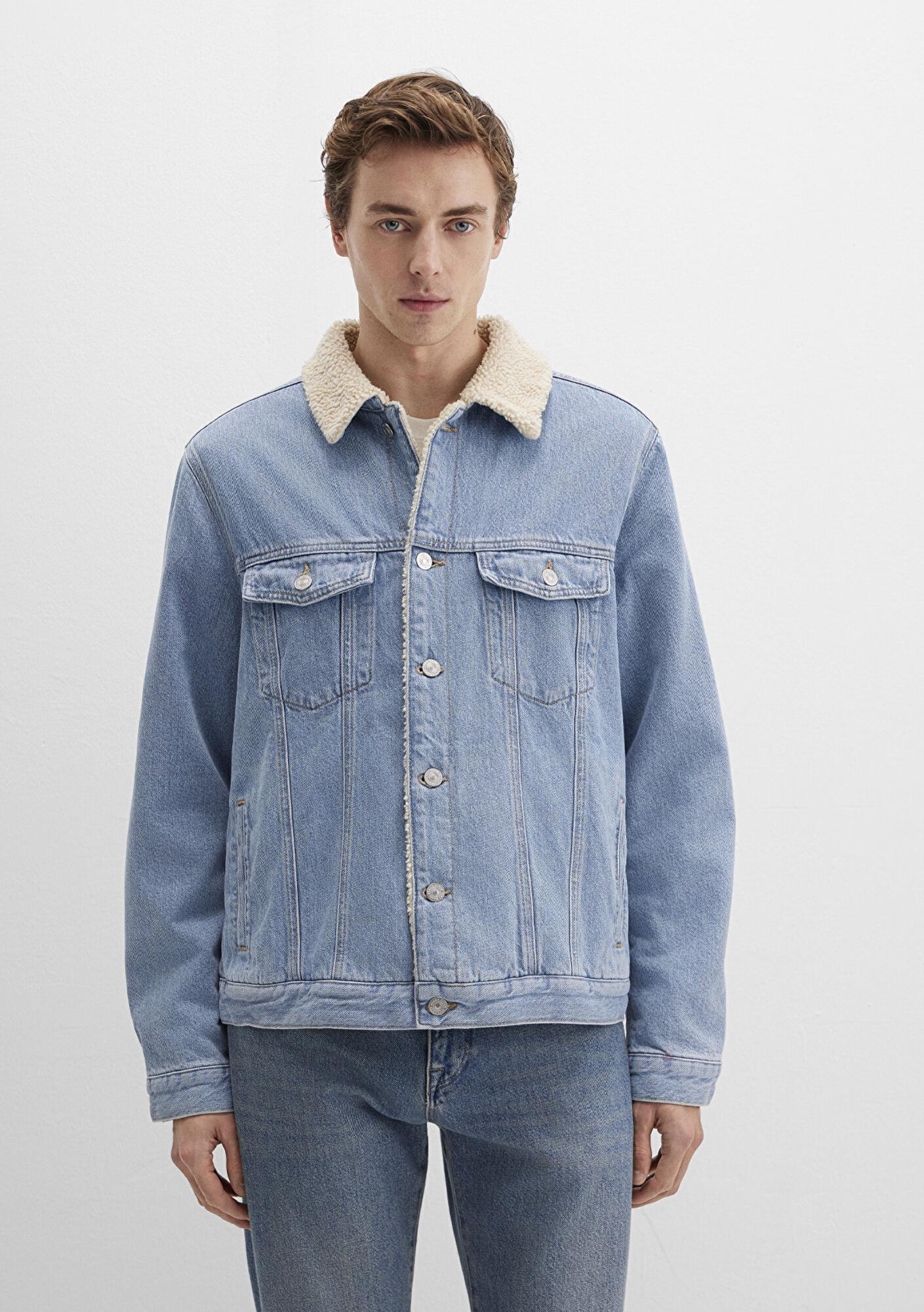 Mavi Zander Classic Denim Suni Kürklü Açık Mavi Jean Ceket 0111214-88554