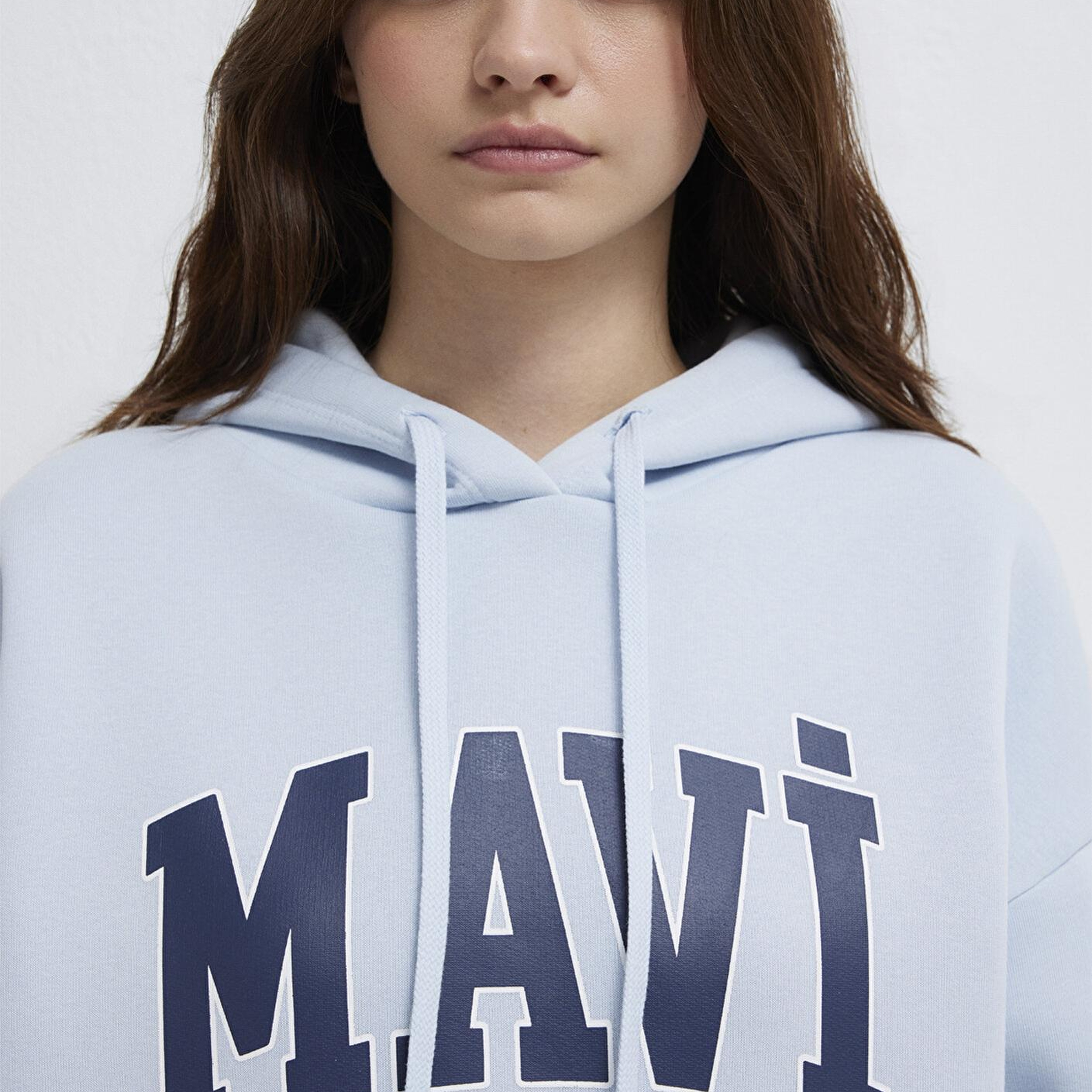 Mavi Mavi Logo Baskılı Kapüşonlu Mavi Sweatshirt 1600361-70717