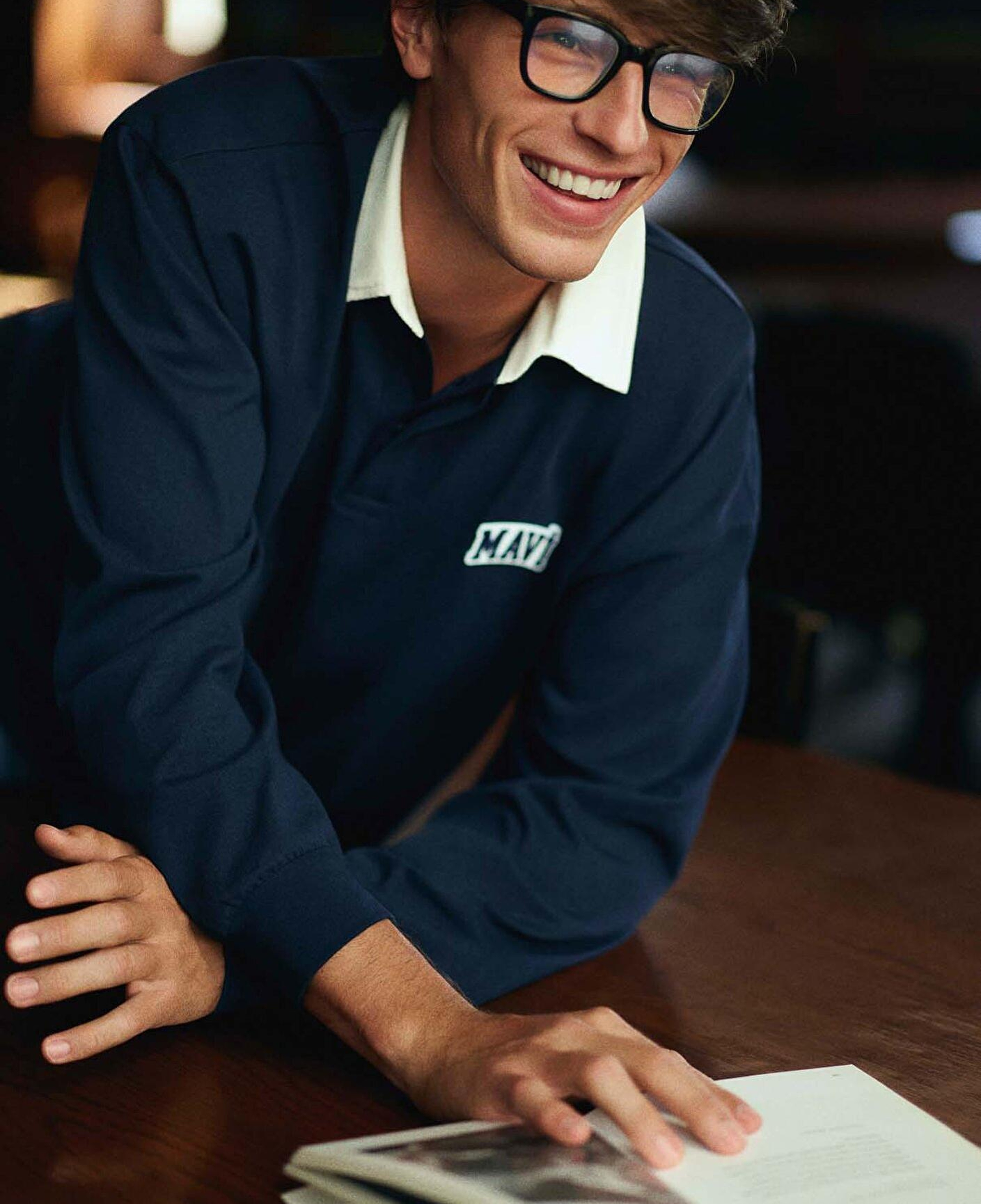 Mavi Mavi Logo Baskılı Lacivert Polo Sweatshirt 0S10172-70497