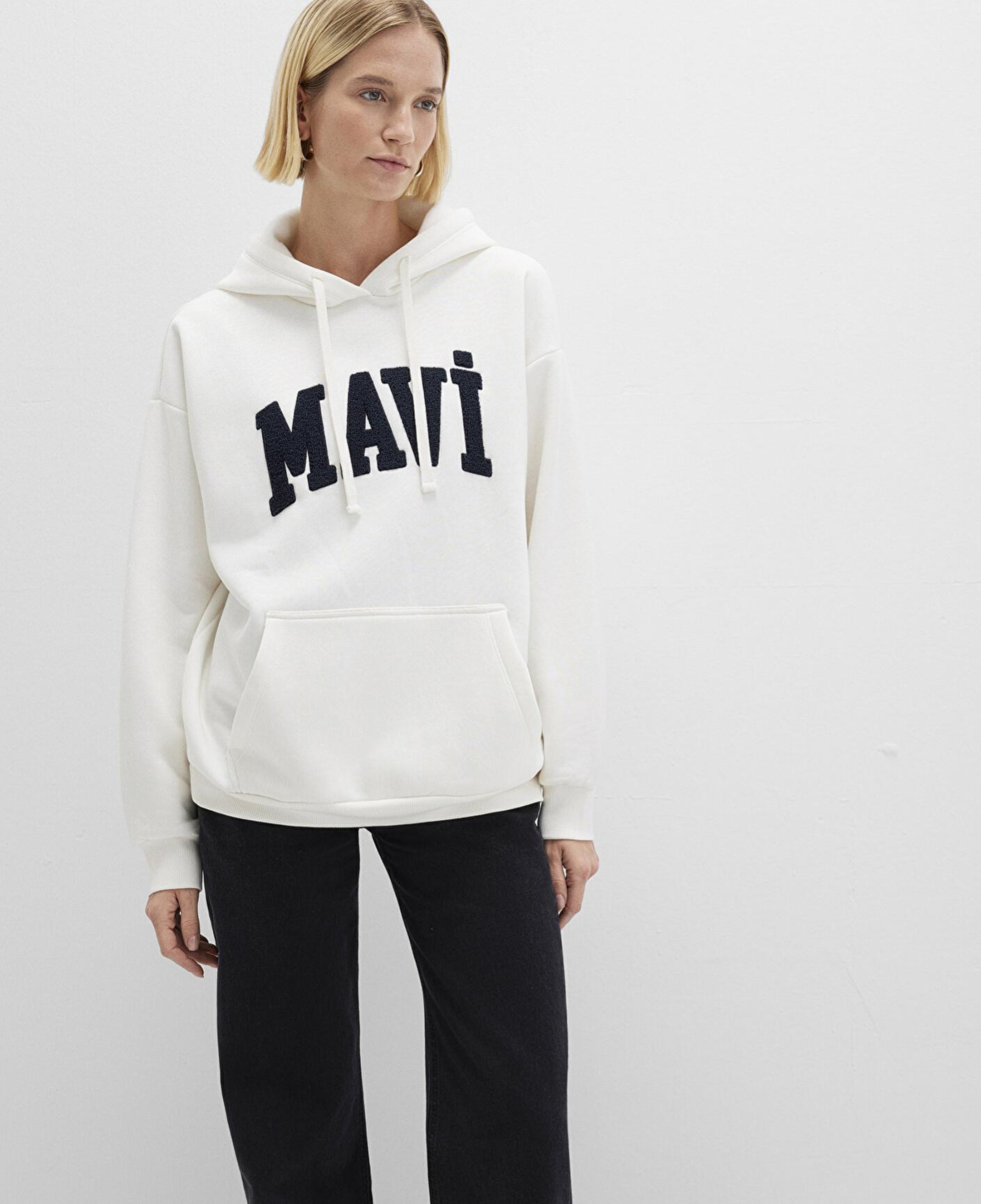 Mavi Mavi Logo Patchli Beyaz Sweatshirt 1S10175-80194