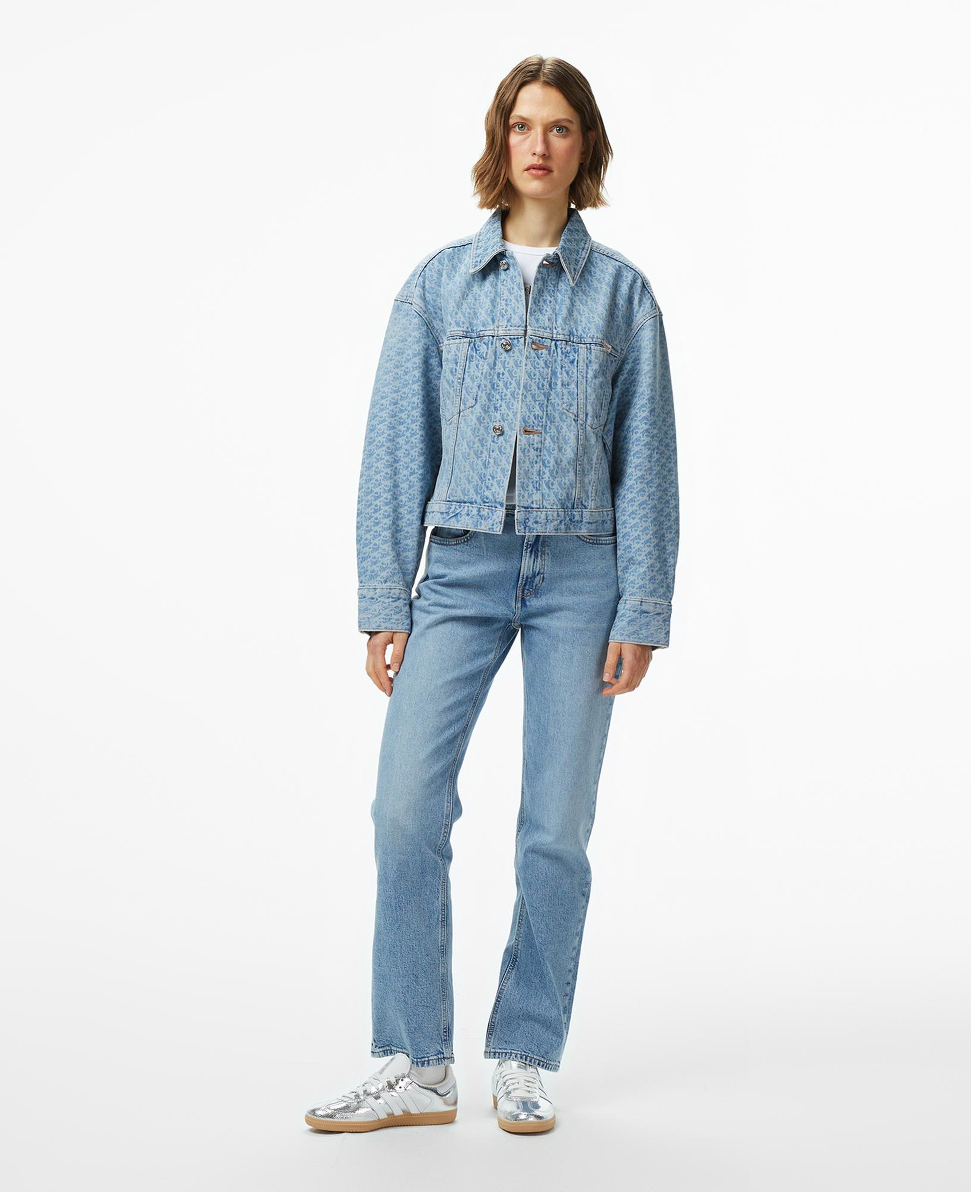 Calvin Klein Cinched Trucker Printed Kadın Mavi Ceket