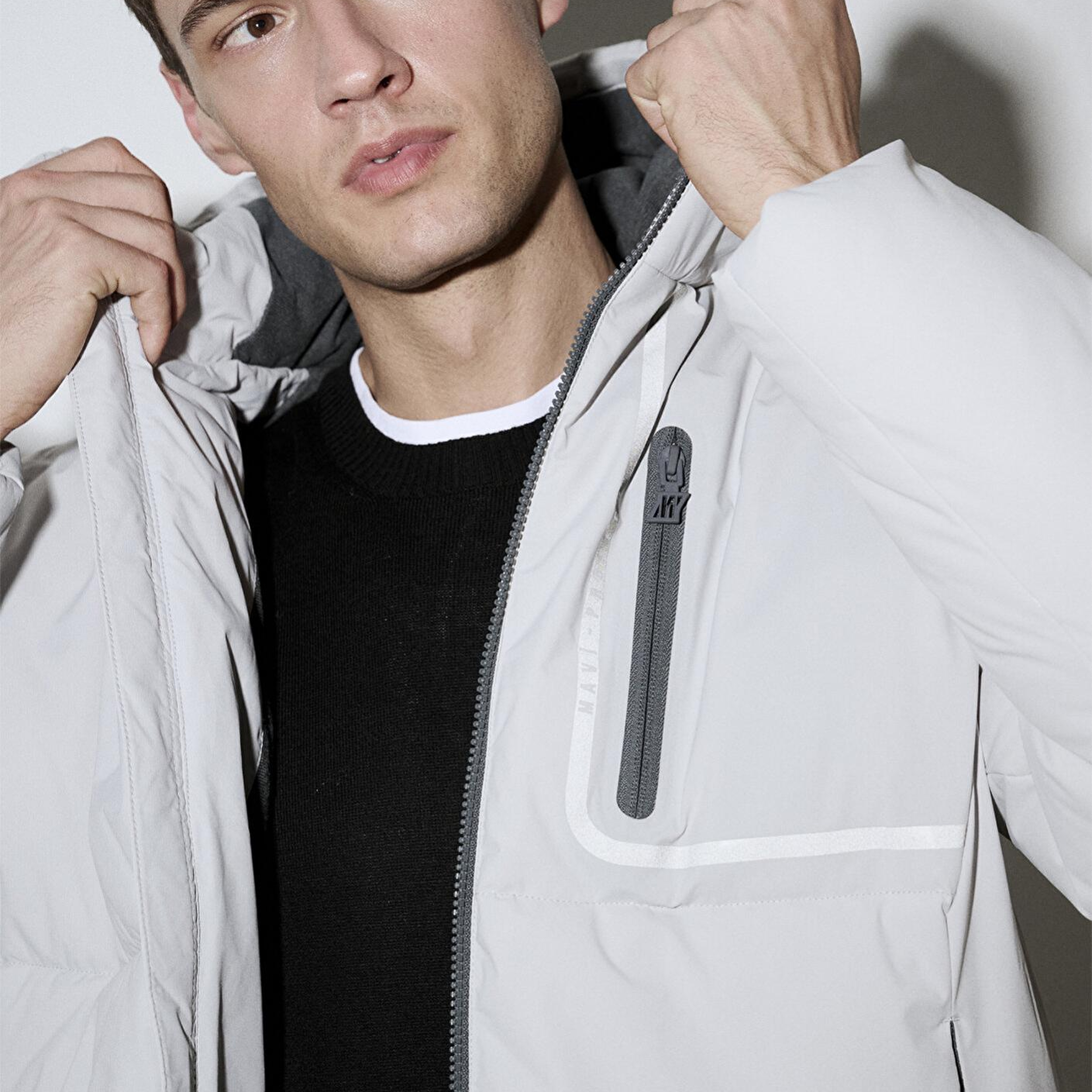 Mavi Su İtici Kapüşonlu Gri Şişme Mont 0110463-70075