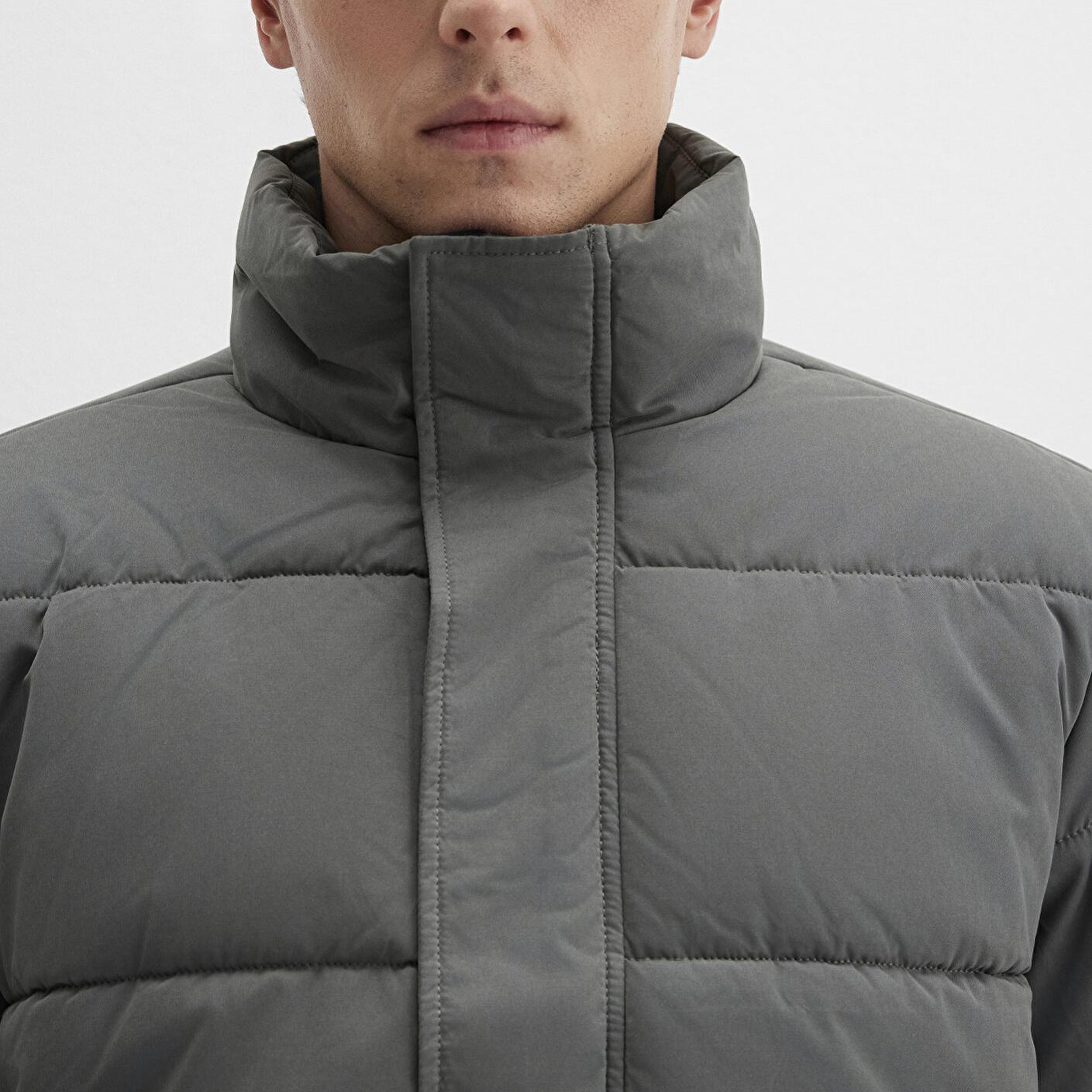 Mavi Dik Yaka Haki Şişme Mont 0110470-71598