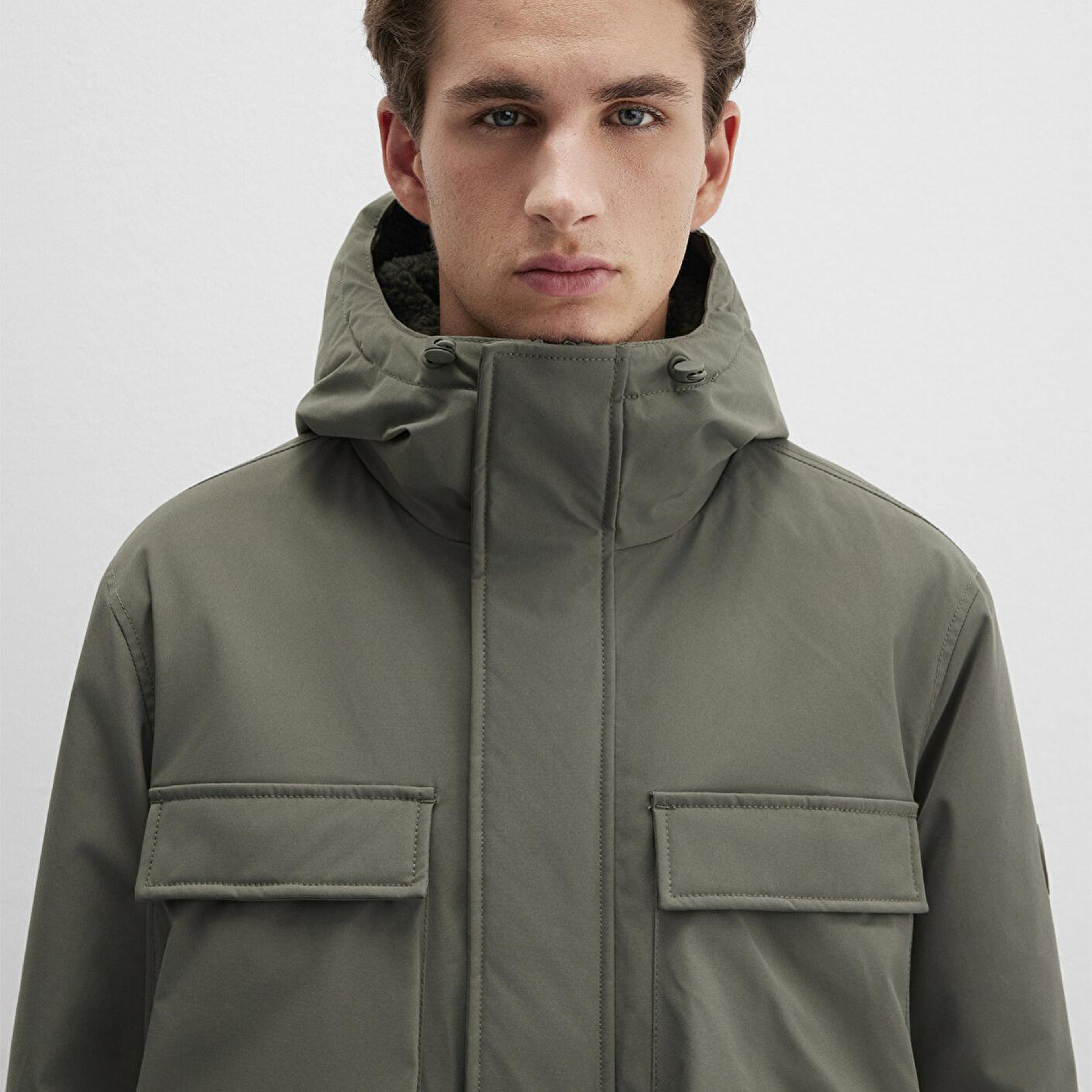 Mavi Kapüşonlu Yeşil Ceket Loose Fit / Bol Rahat Kesim 0110468-85485