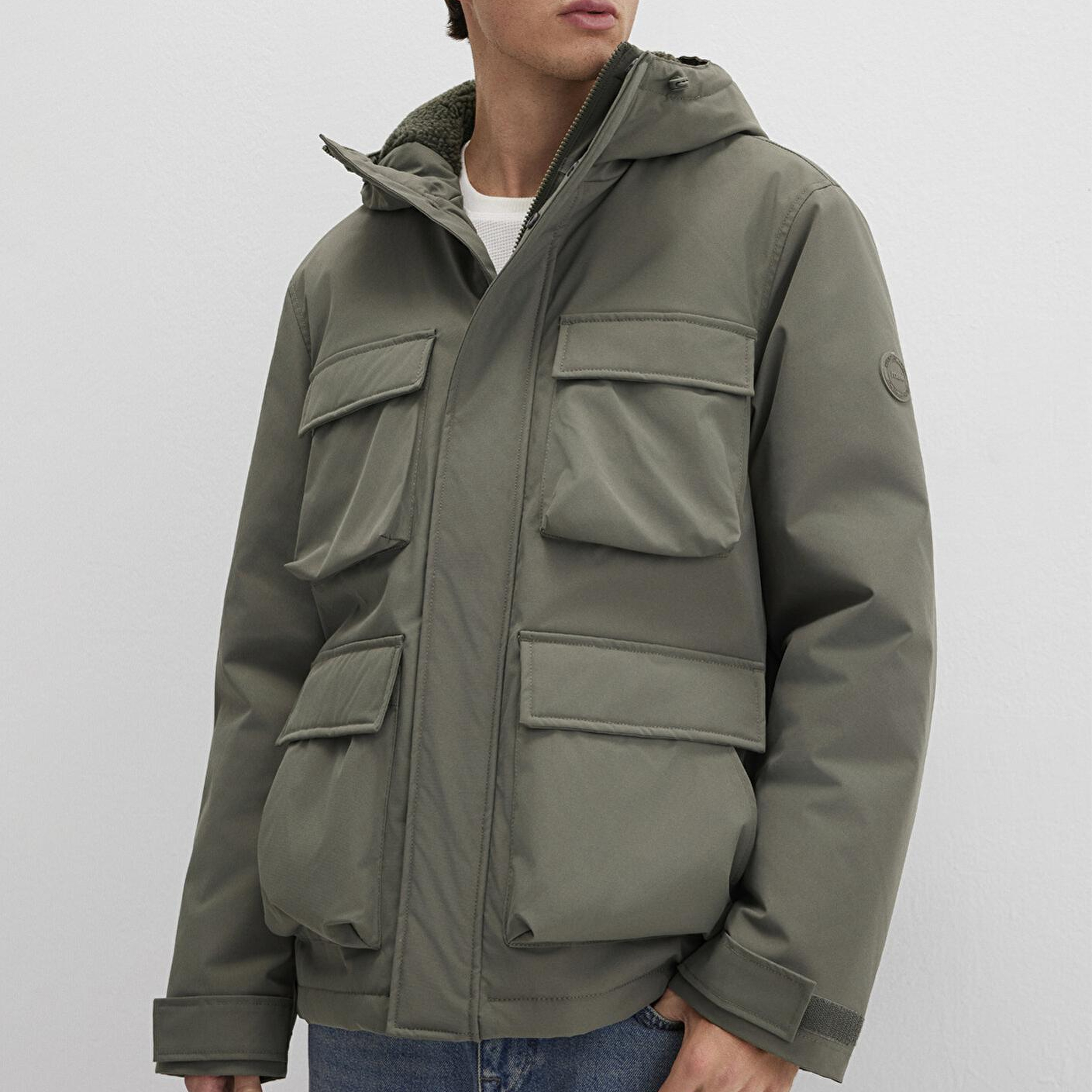 Mavi Kapüşonlu Yeşil Ceket Loose Fit / Bol Rahat Kesim 0110468-85485