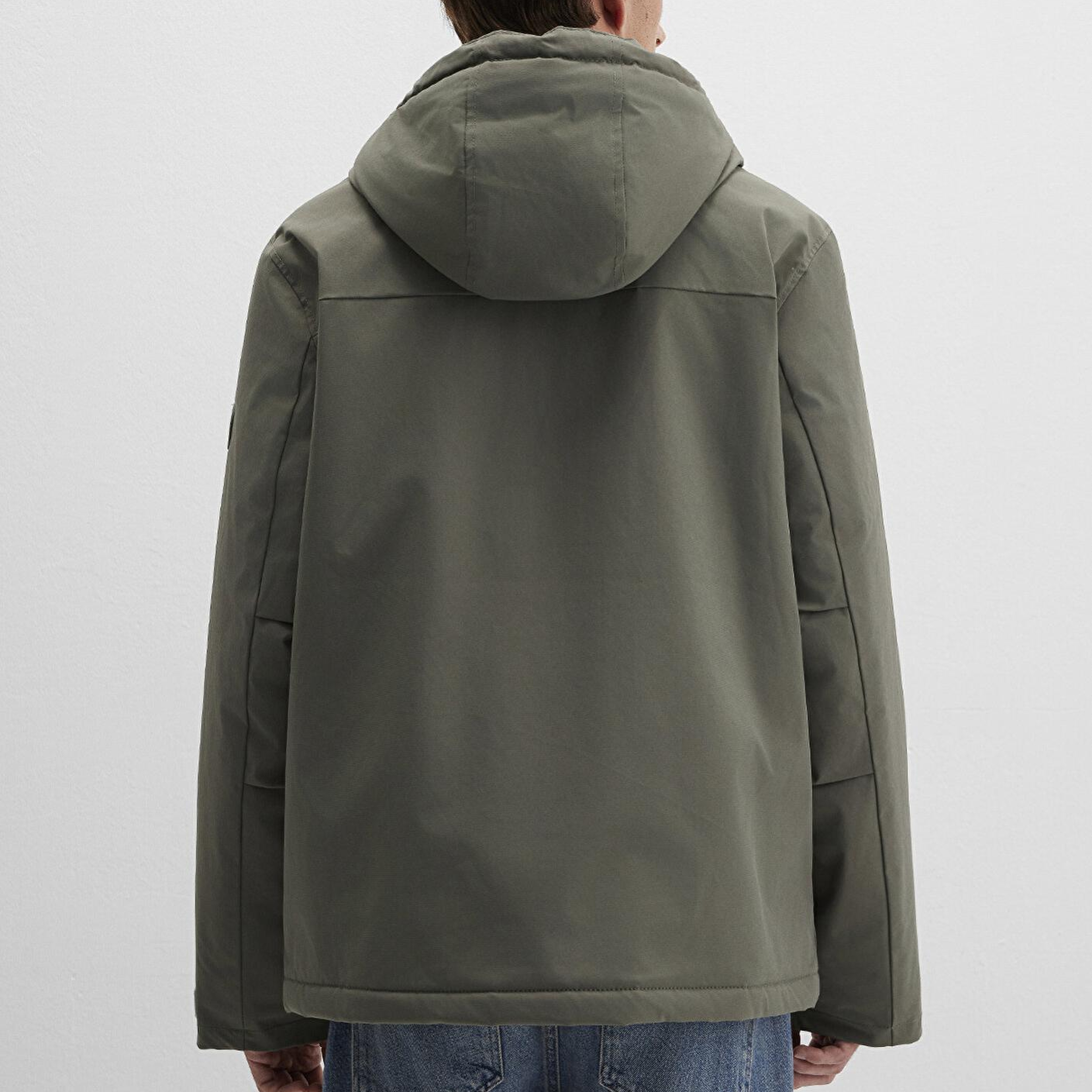 Mavi Kapüşonlu Yeşil Ceket Loose Fit / Bol Rahat Kesim 0110468-85485