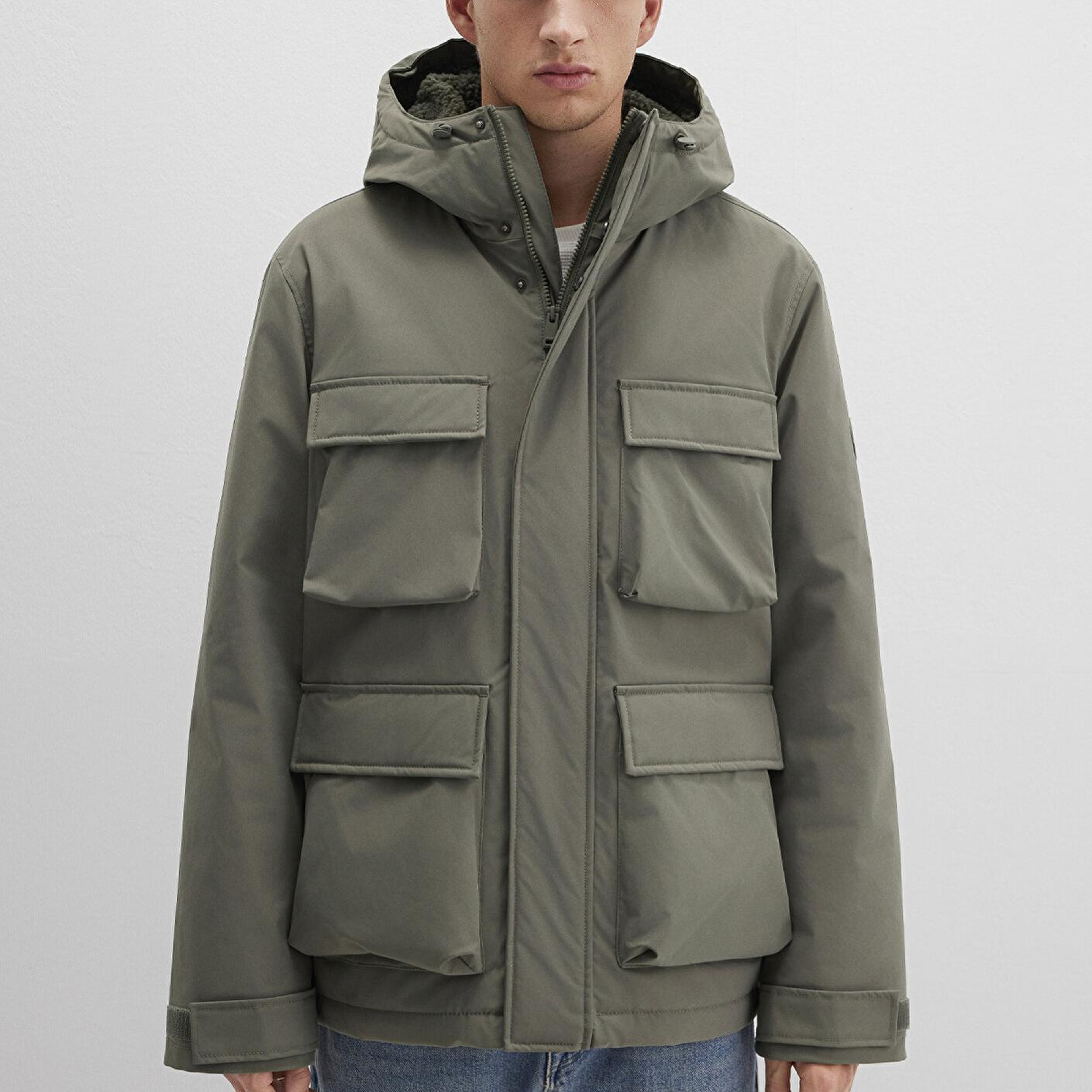 Mavi Kapüşonlu Yeşil Ceket Loose Fit / Bol Rahat Kesim 0110468-85485