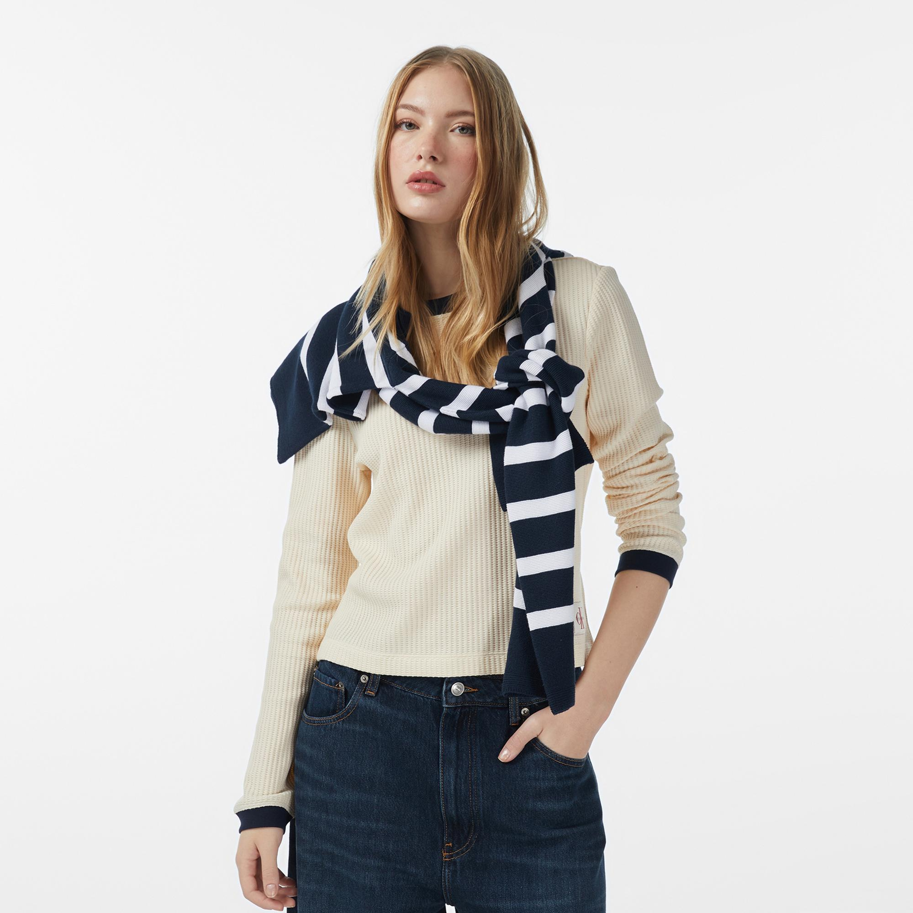 Calvin Klein Waffle Kadın Beyaz T-Shirt