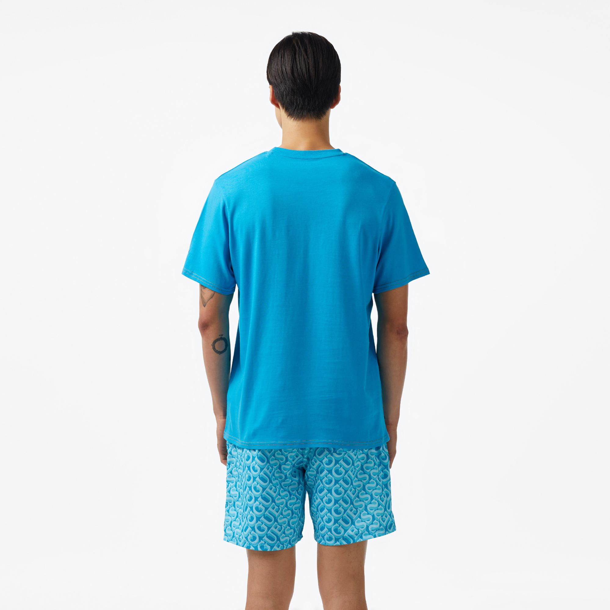 Guess Palm Logo Erkek Mavi T-Shirt