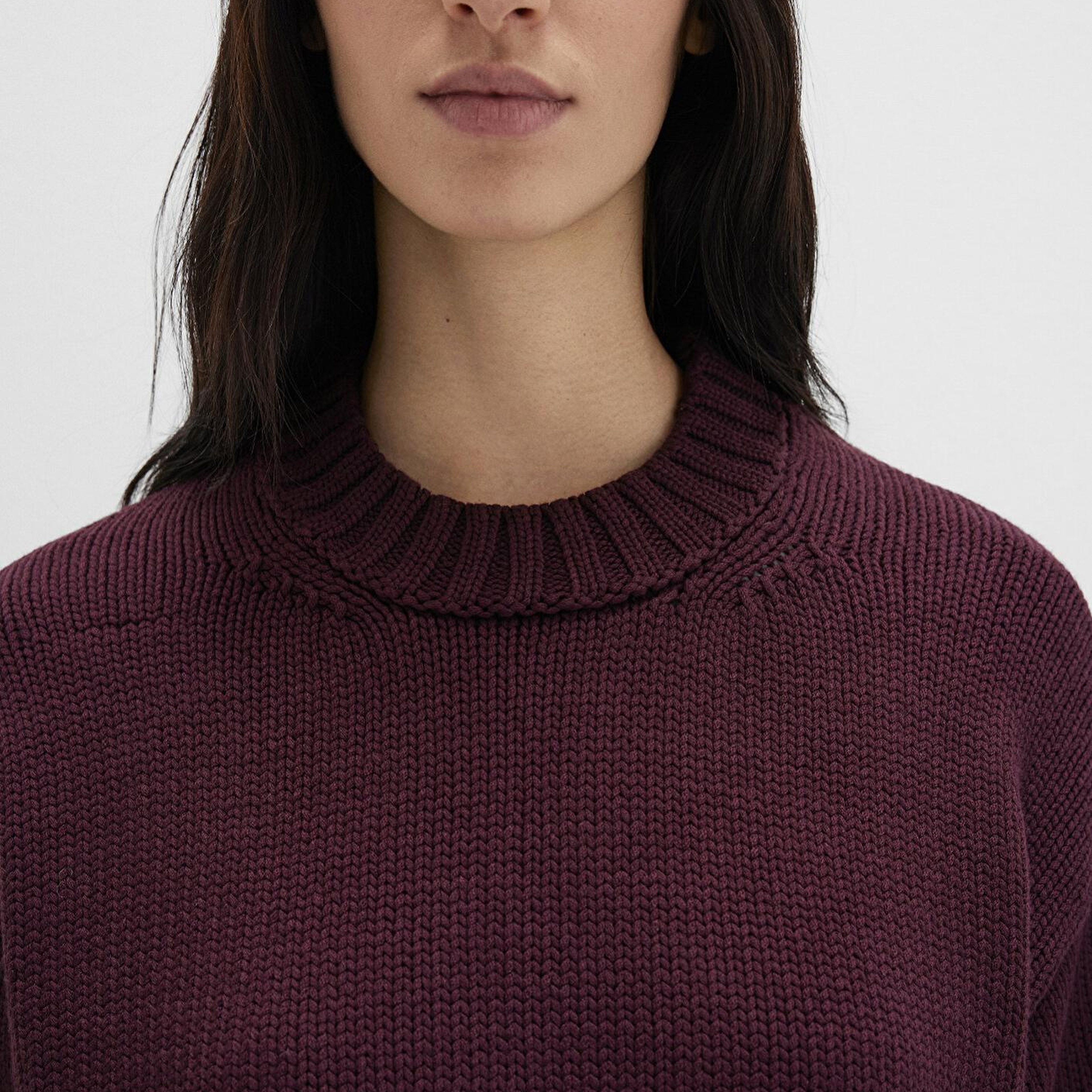 Mavi Bisiklet Yaka Bordo Kazak Oversize / Geniş Kesim 1710516-70434