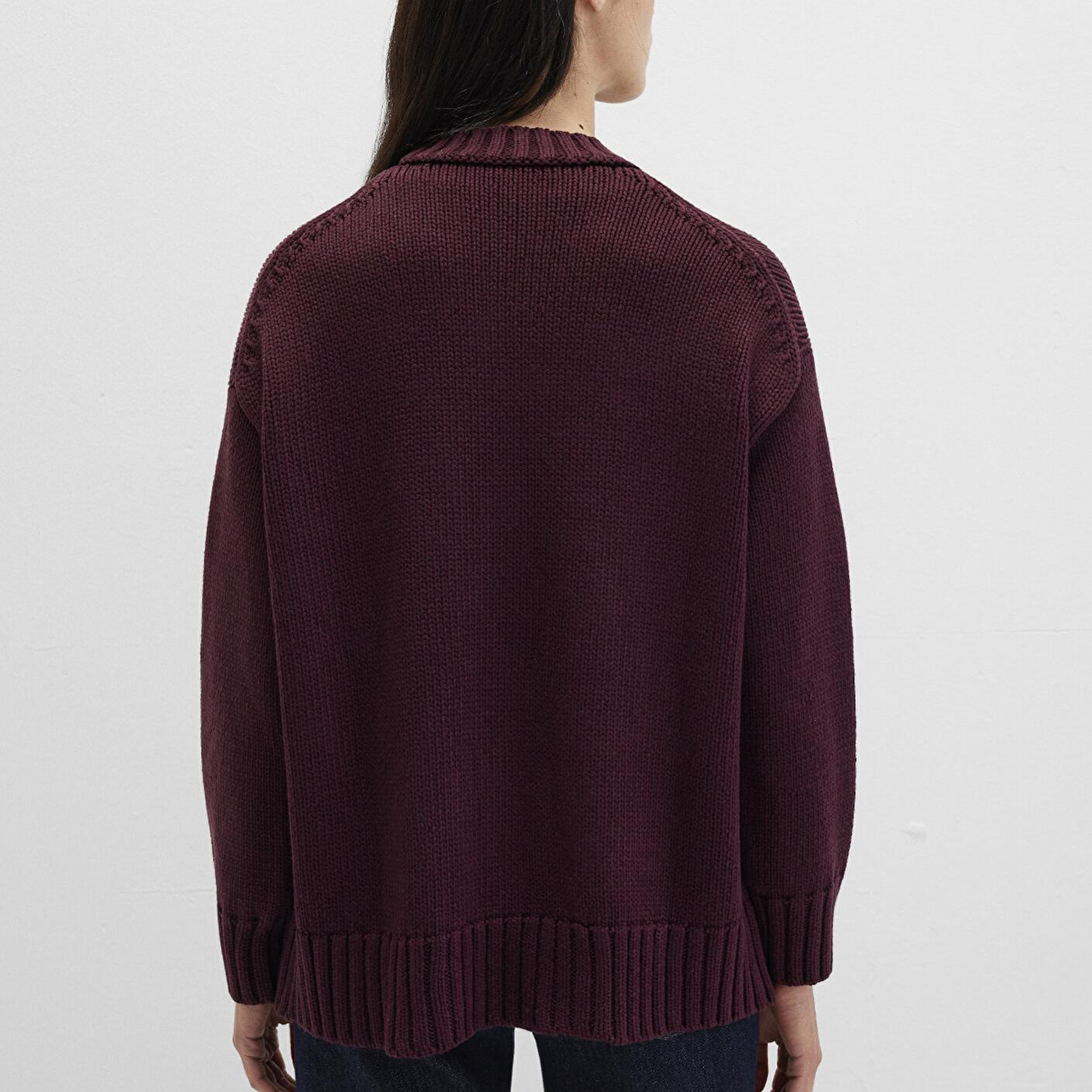 Mavi Bisiklet Yaka Bordo Kazak Oversize / Geniş Kesim 1710516-70434