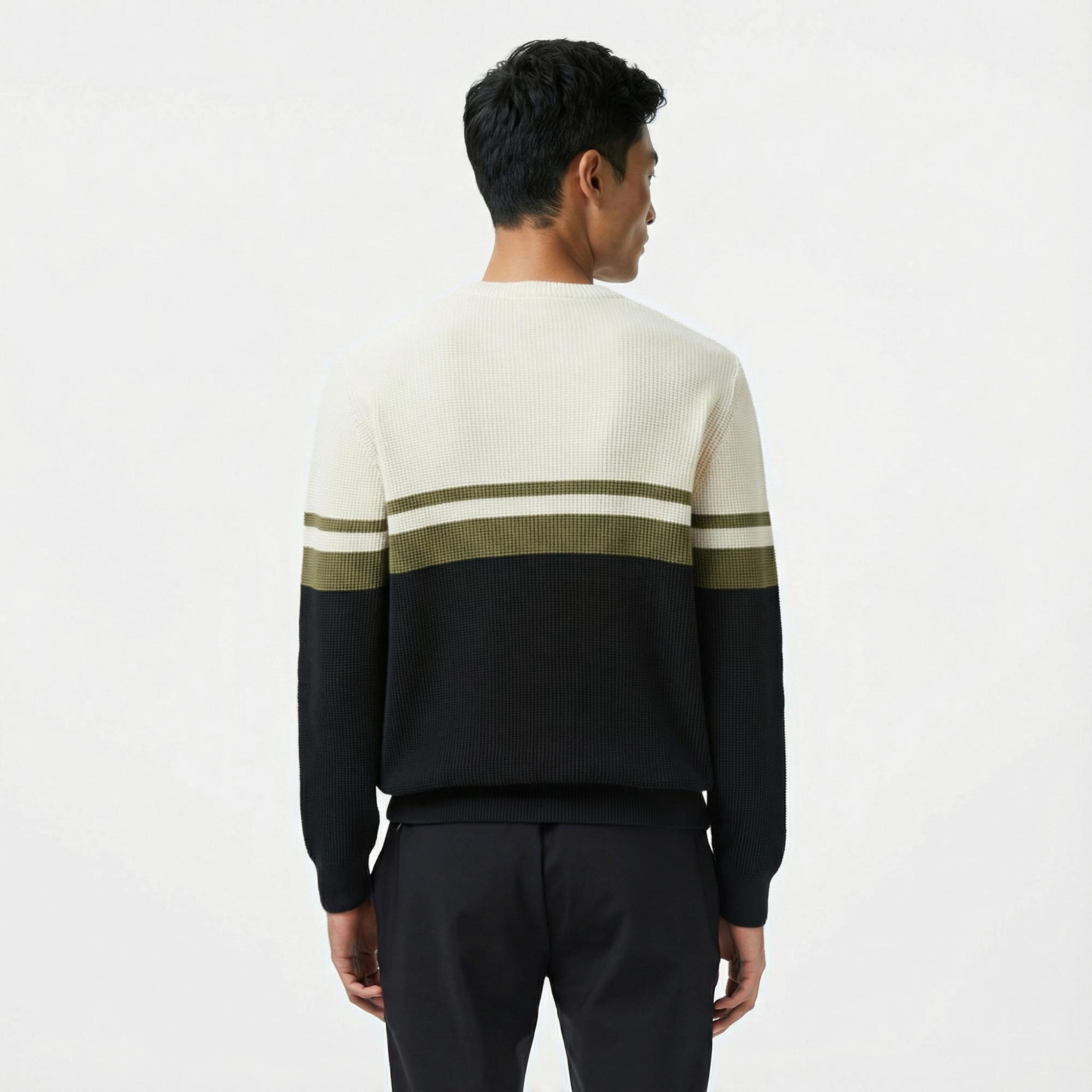 Lacoste Erkek Classic Fit Bisiklet Yaka Renk Bloklu Siyah Kazak