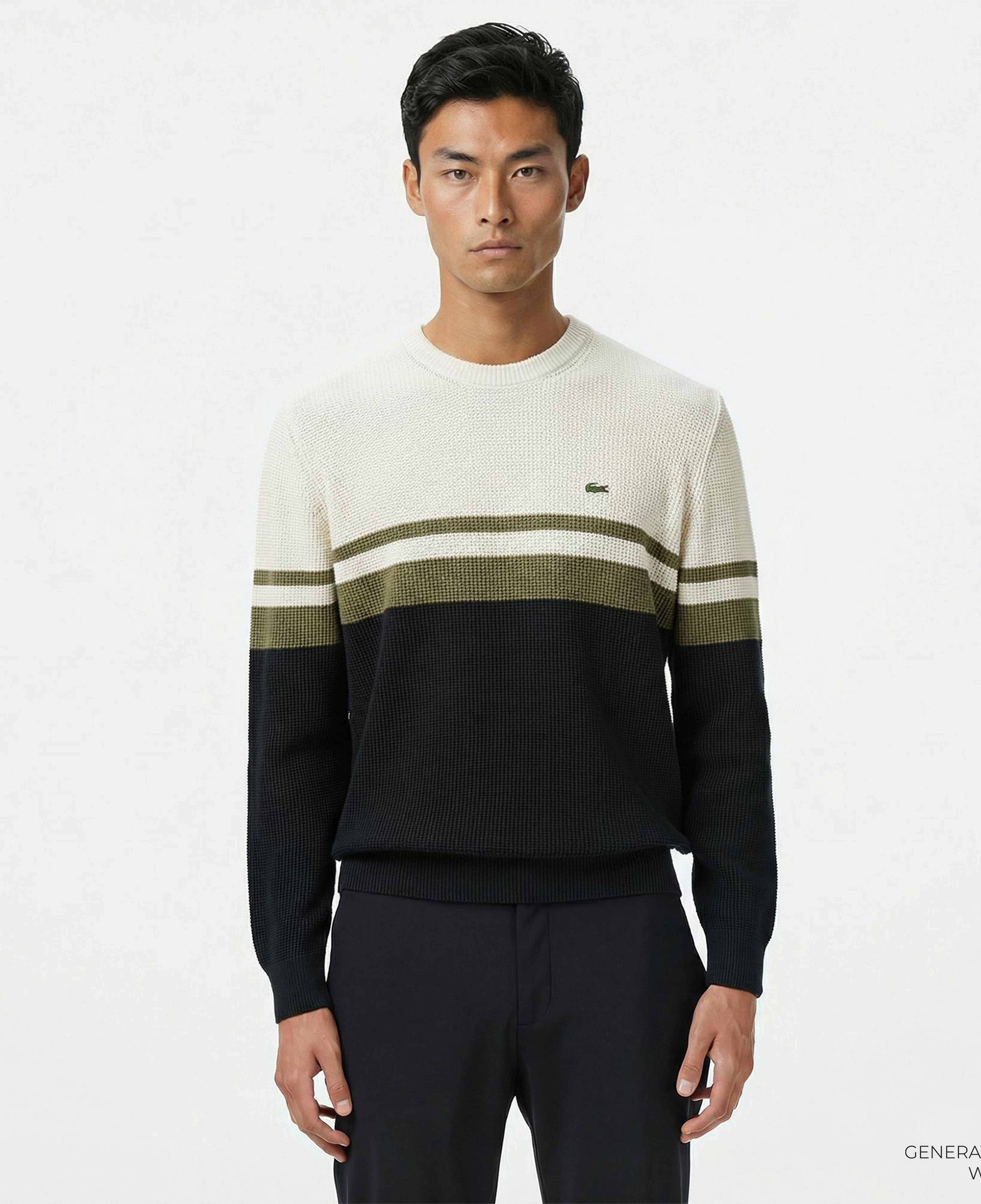 Lacoste Erkek Classic Fit Bisiklet Yaka Renk Bloklu Siyah Kazak