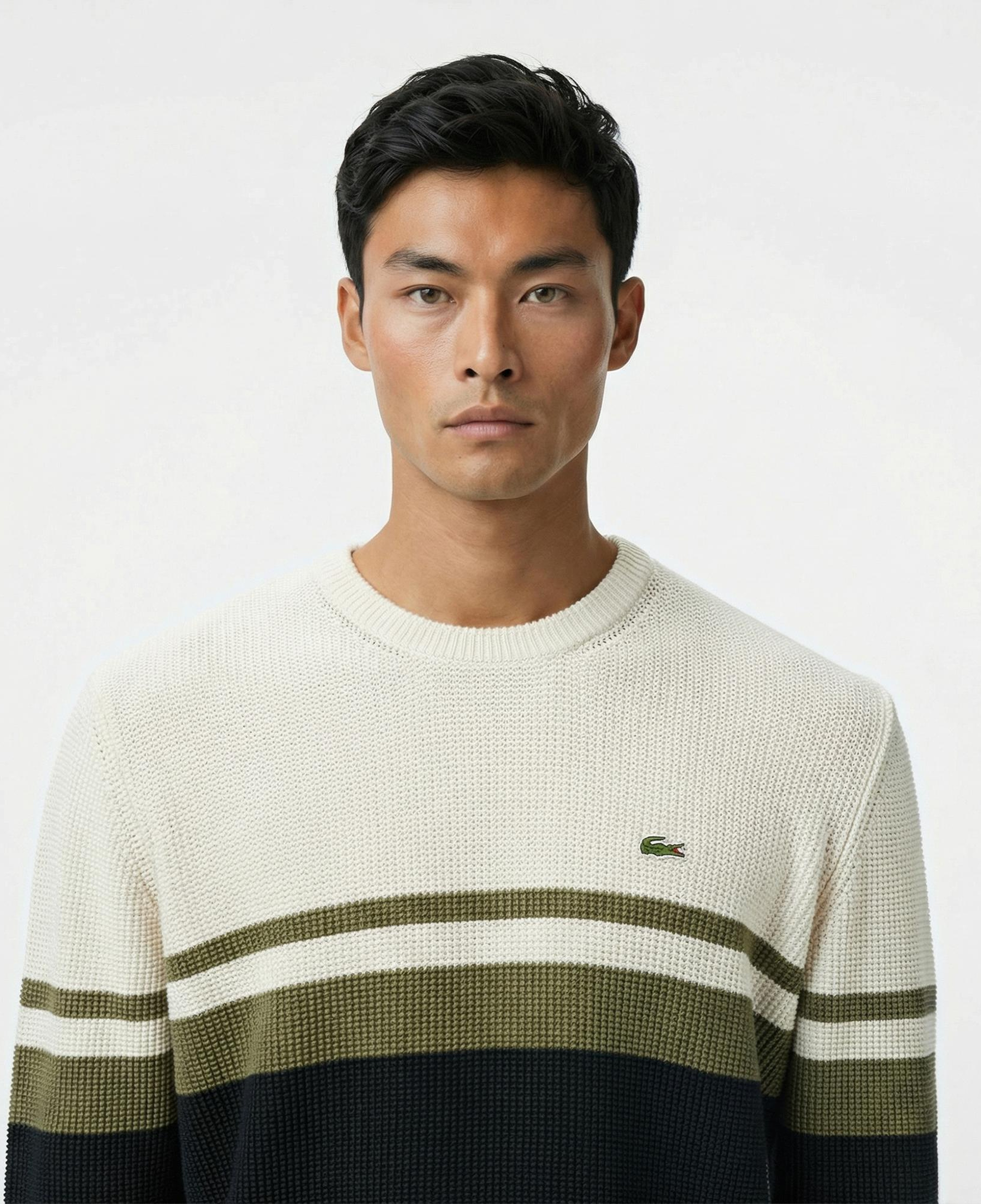 Lacoste Erkek Classic Fit Bisiklet Yaka Renk Bloklu Siyah Kazak