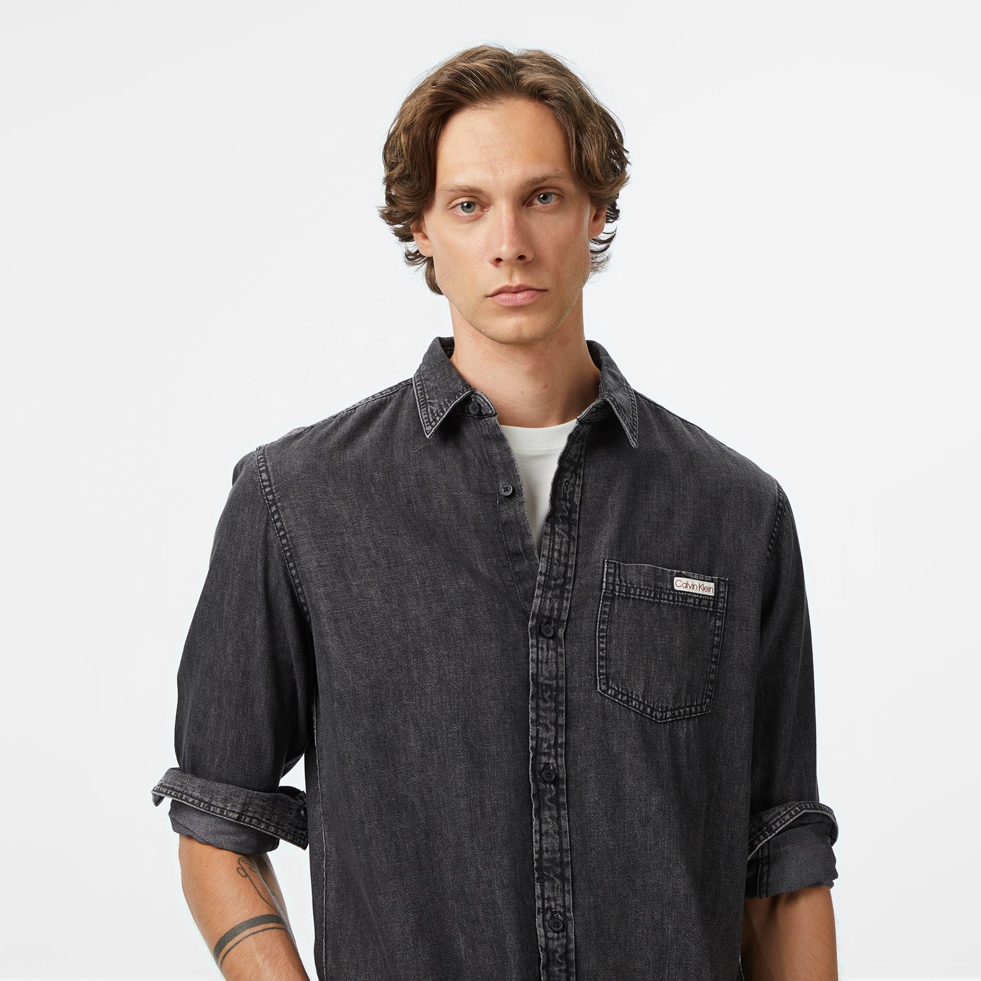 Calvin Klein Casual Classic Vail Denim Erkek Füme Gömlek