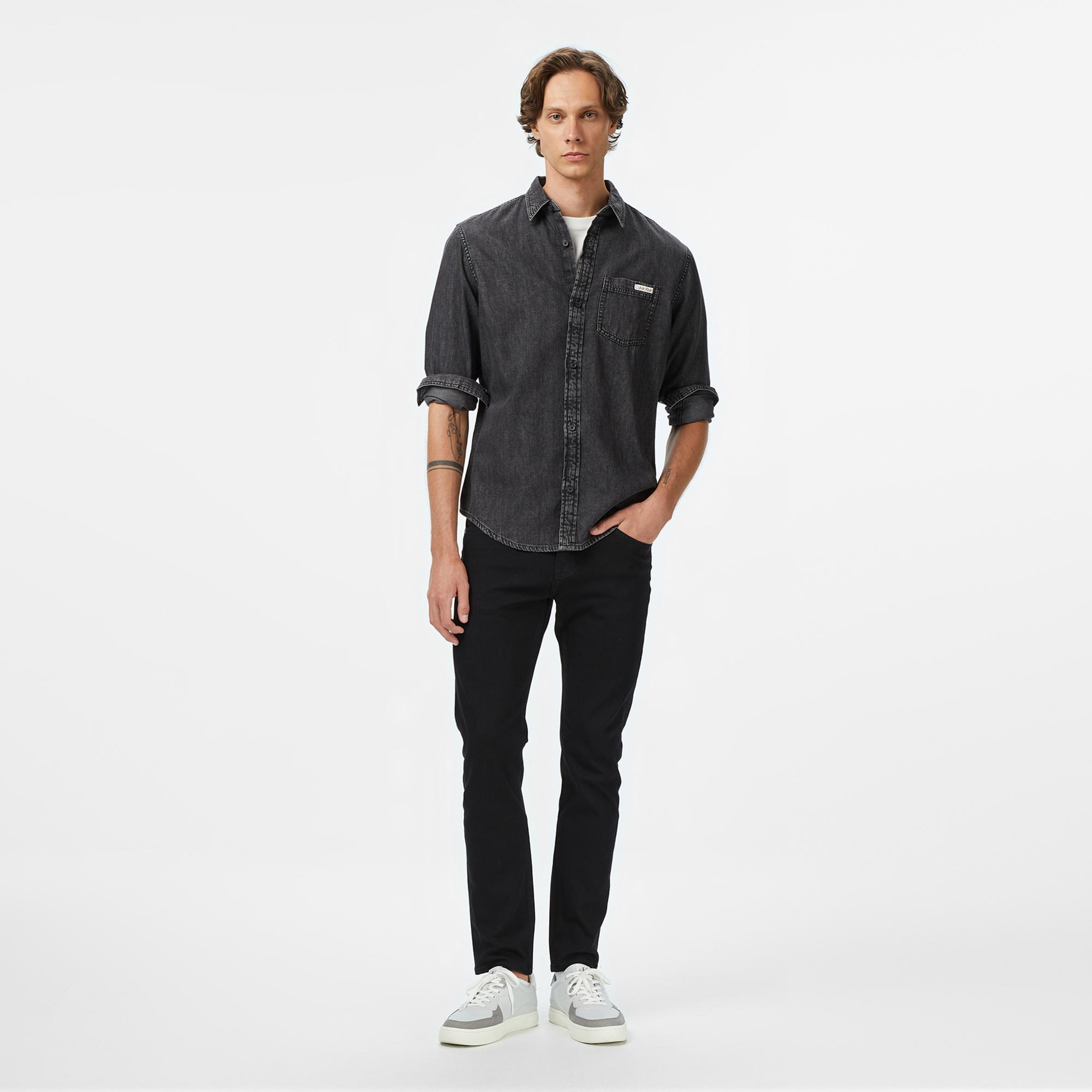 Calvin Klein Casual Classic Vail Denim Erkek Füme Gömlek