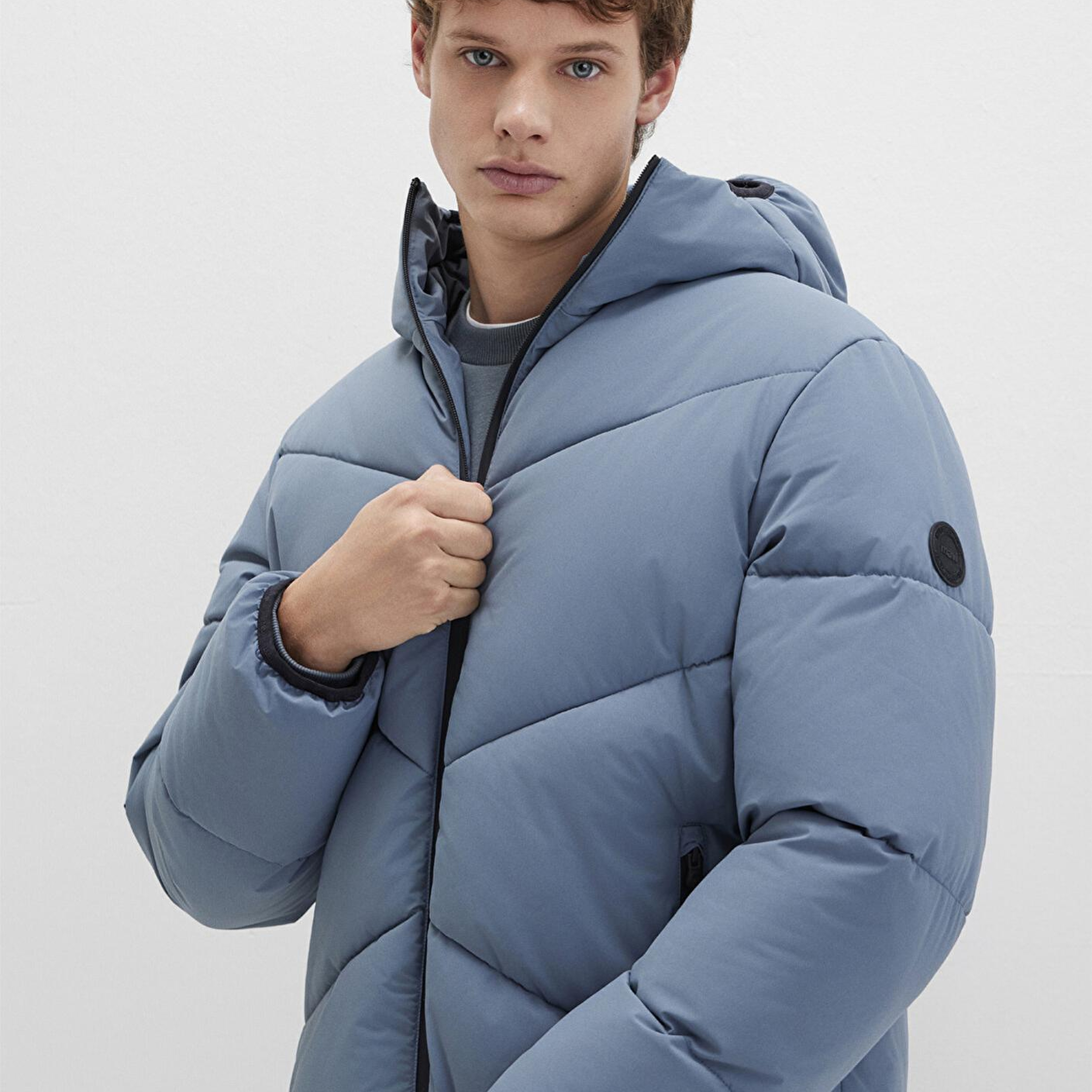 Mavi Kapüşonlu Mavi Şişme Mont 0110360-70782