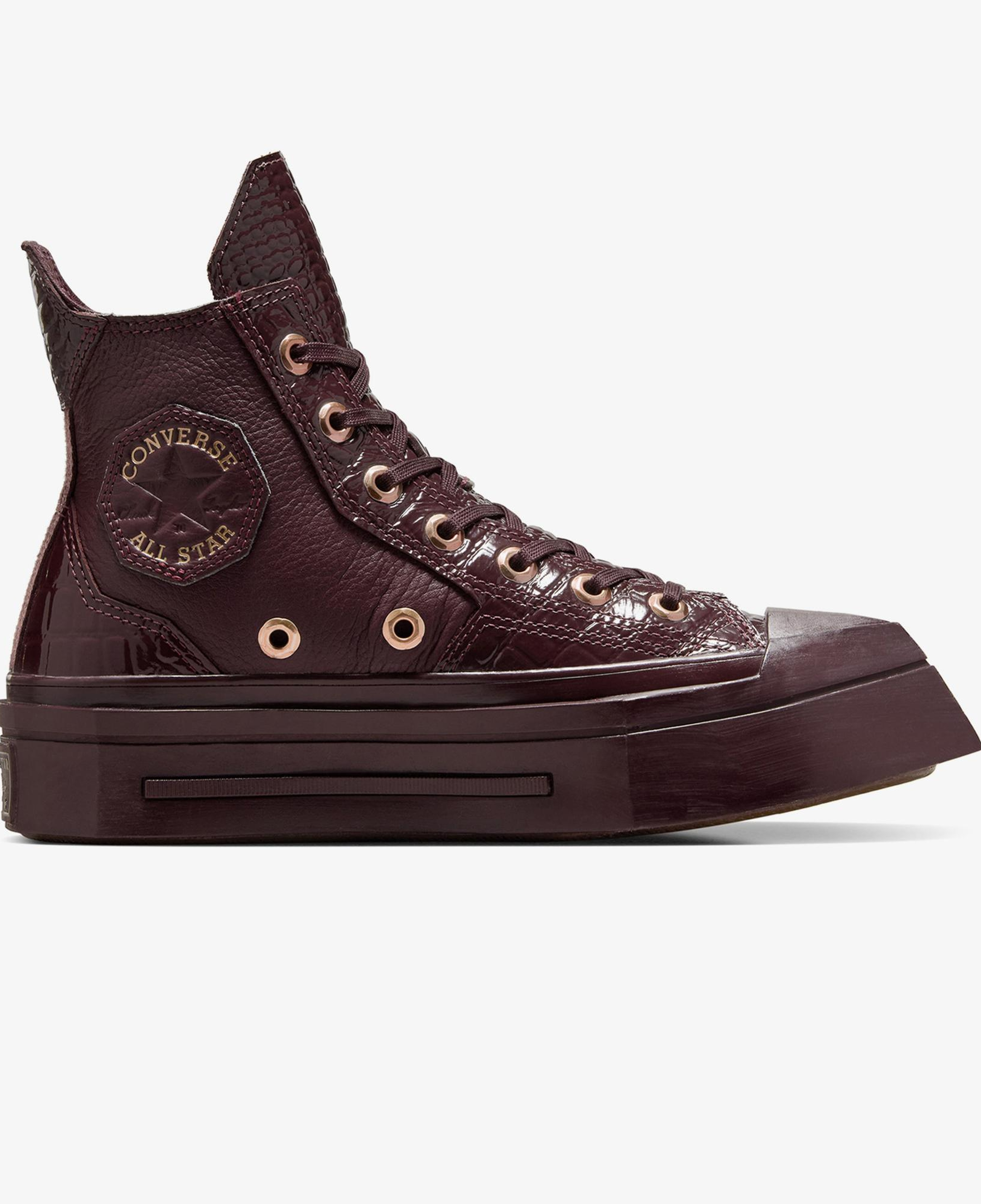 Converse Chuck 70 De Luxe Squared Unisex Bordo Deri Platform Sneaker