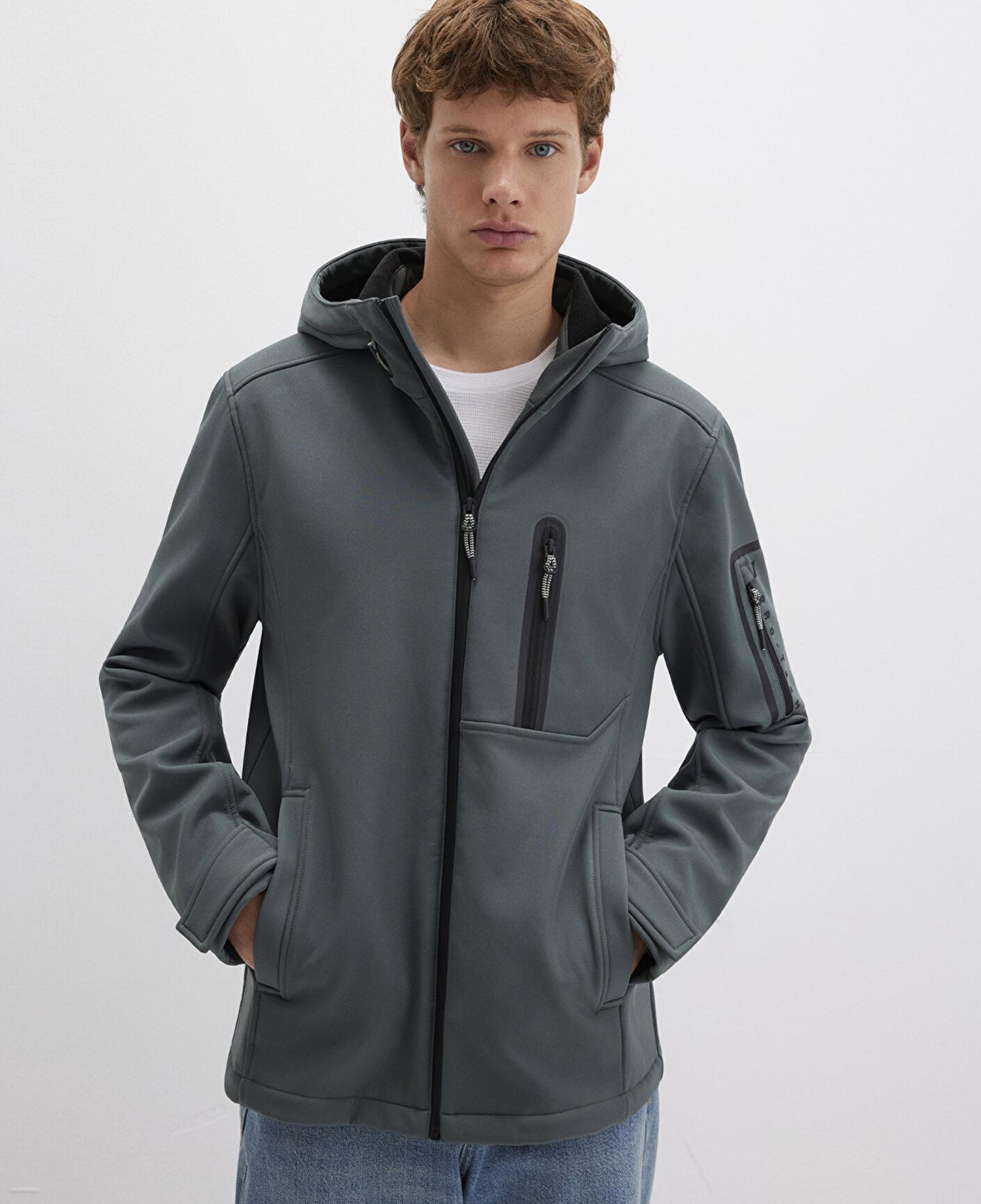 Mavi Su İtici Kapüşonlu Yeşil Scuba Ceket Slim Fit / Dar Kesim 0110264-71598