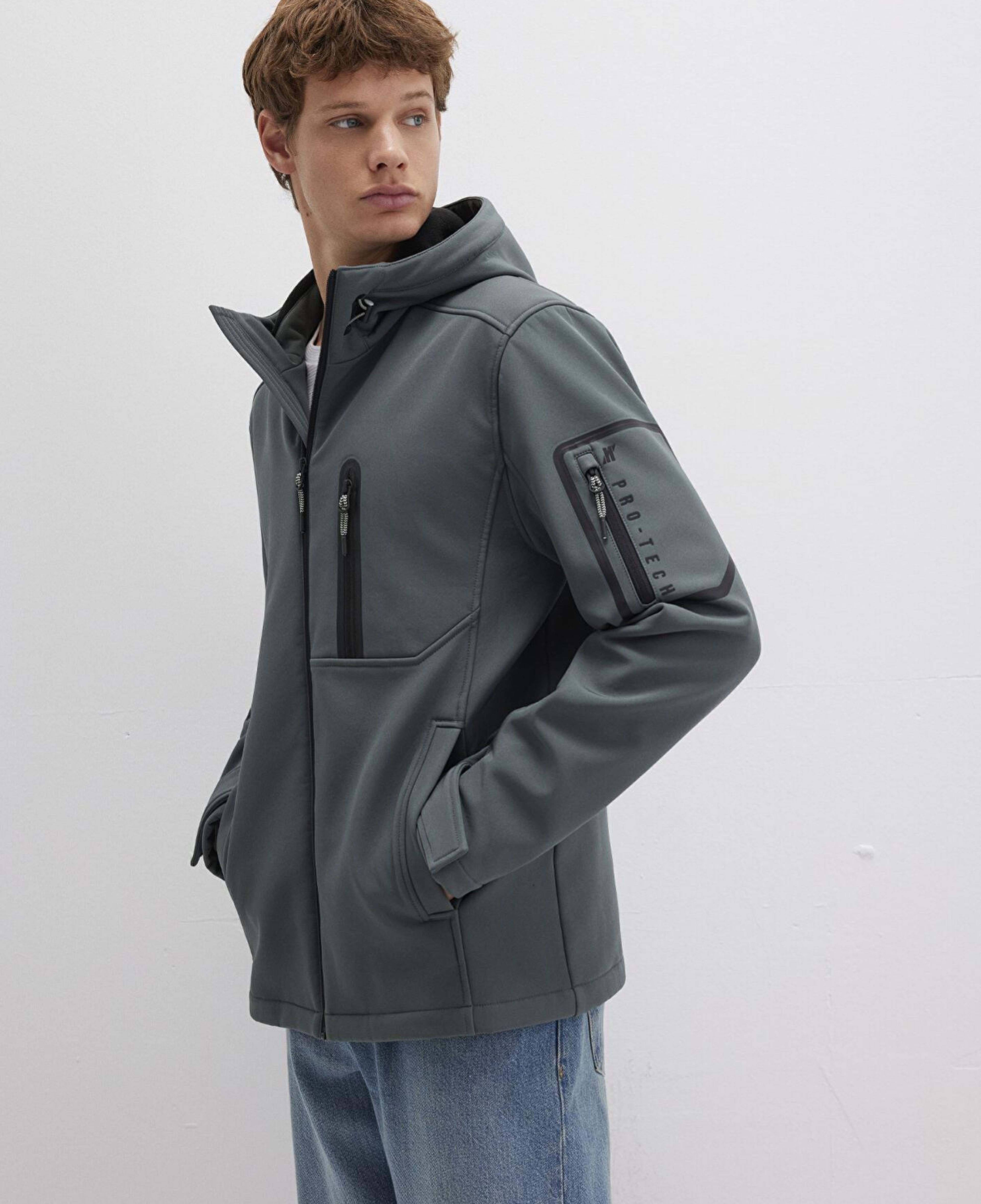 Mavi Su İtici Kapüşonlu Yeşil Scuba Ceket Slim Fit / Dar Kesim 0110264-71598